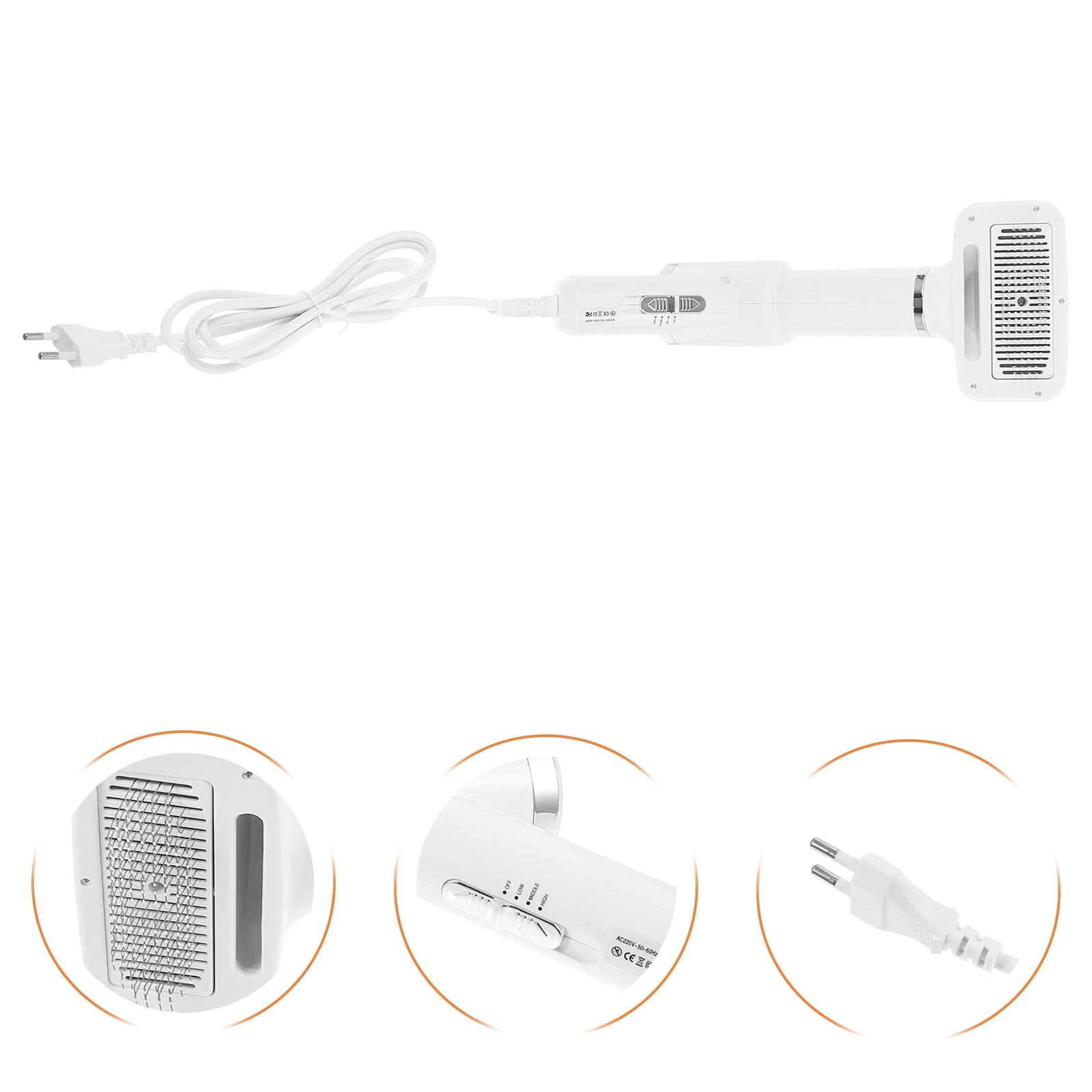 Hohopeti Peigne Sèche-cheveux Portable pour Chiens et Chats Blanc en Plastique, Outil Démêlant Léger pour Toilettage et Séchage Rapide des Poils Longs