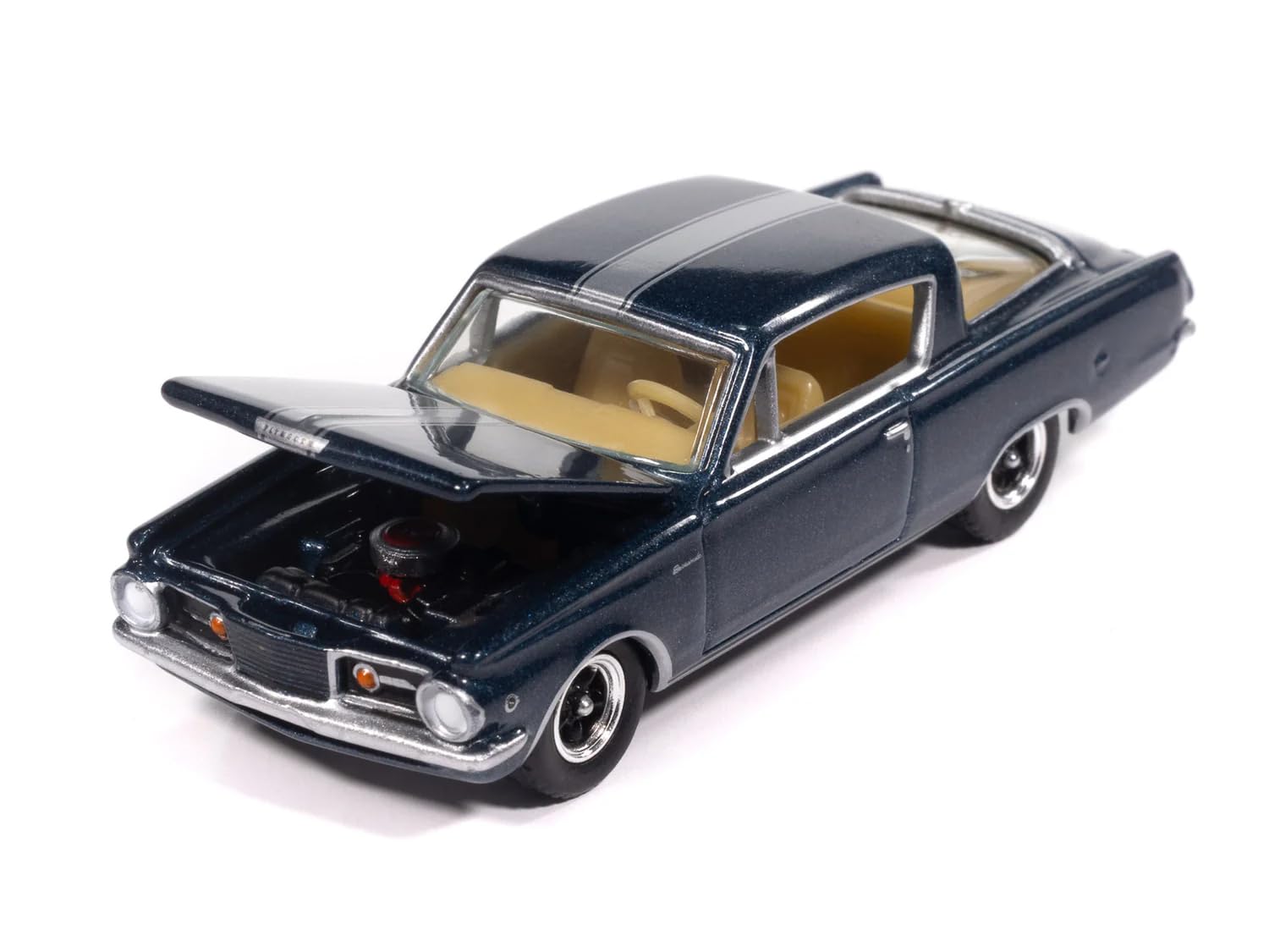 1965 Formula S Dark Blue Metallic with Silver Stripe Vintage Muscle Series 1/64 Diecast Model Car by Auto World 64522-AWSP207B