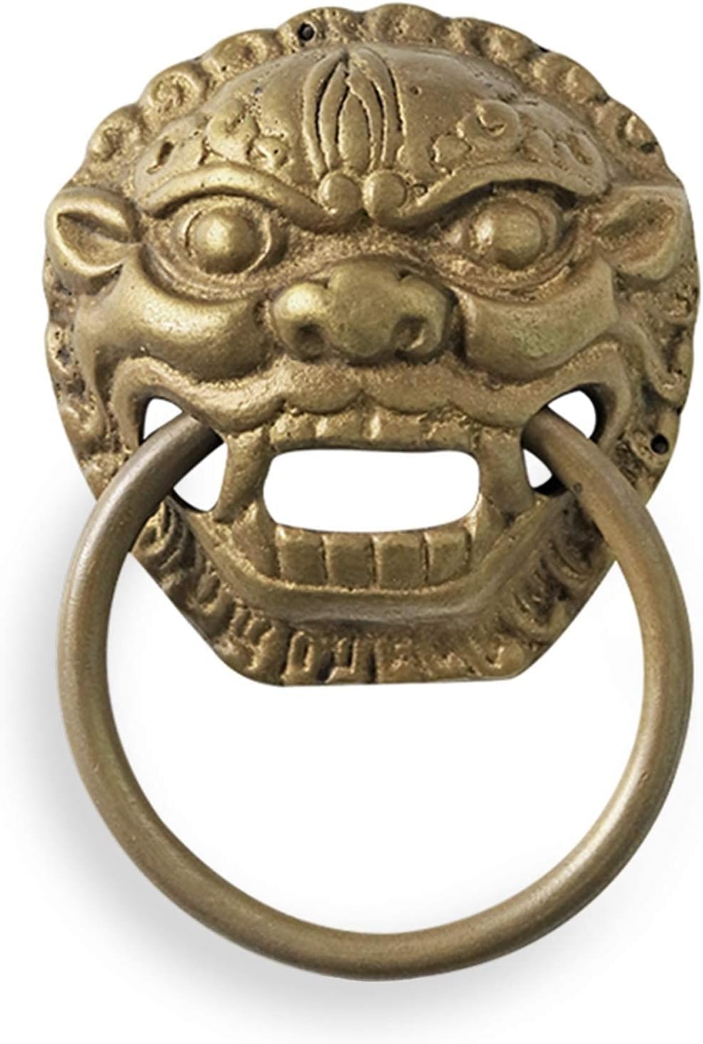 Deluxe Wall Decor Renovator's Supply 2.3 Inch Diameter Vintage Outdoor Door Knockers Carved Brass Alien Gate Handle Cabinet Pull Ring Home Garden Furniture Factory Decor Handcraft Made H