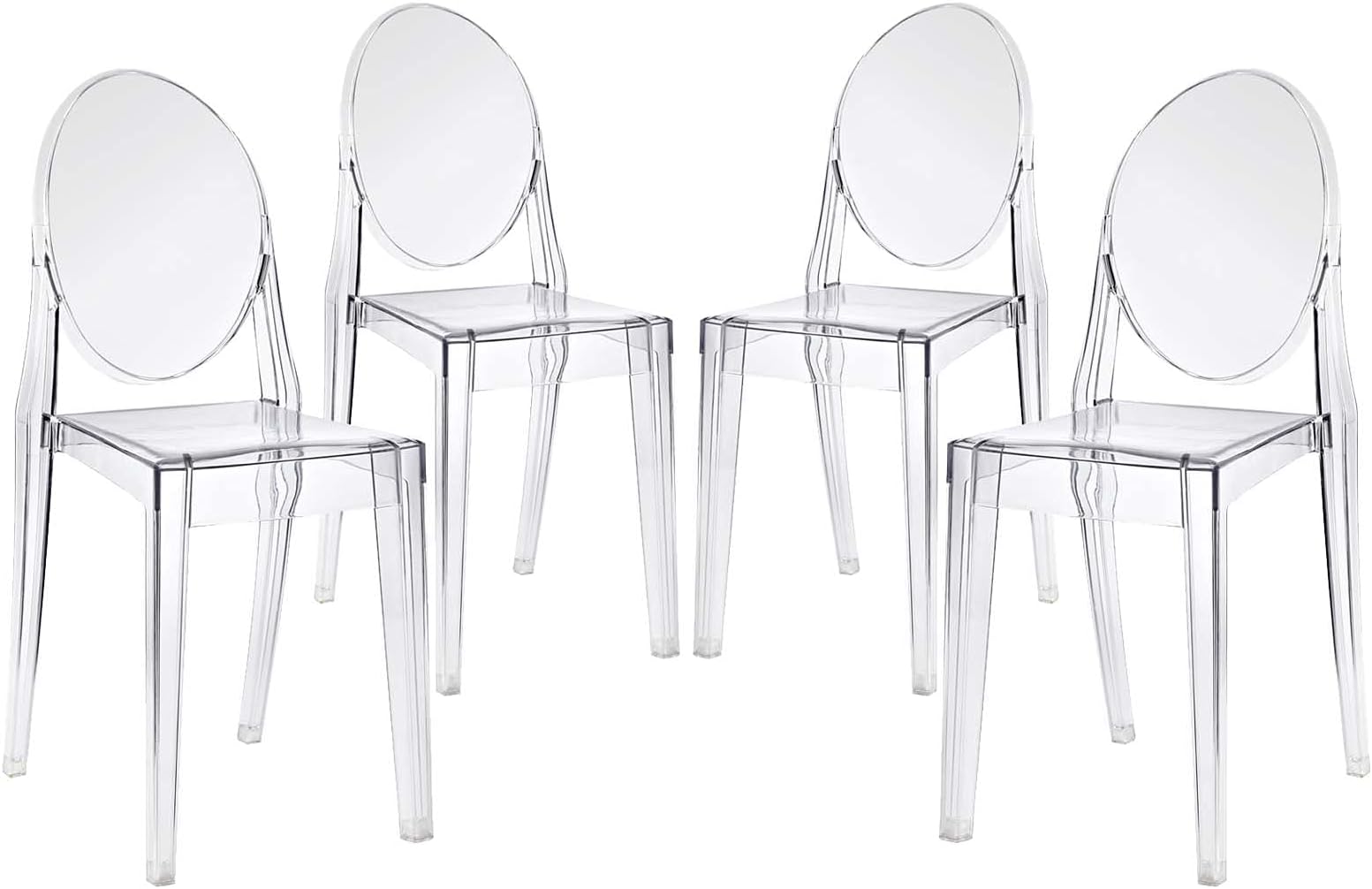 Casper Modern Acrylic Stacking Four Dining Armchairs in Clear
