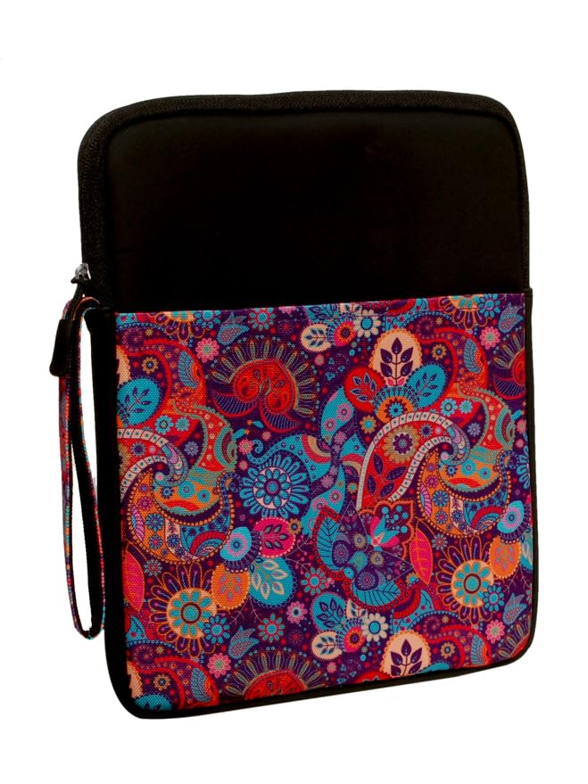 Image of ProElite Tablet Sleeve Case Cover for Upto 11.5 inch for iPad 10.2 /Air 10.9 /Pro 11 / Samsung /Lenovo /Galaxy Tab A9 Plus /S8 /S9 /Realme Pad /Honor Pad X9 /Xiaomi Mi pad 7 /Redmi Pad /Oneplus Pad, Black Paisley