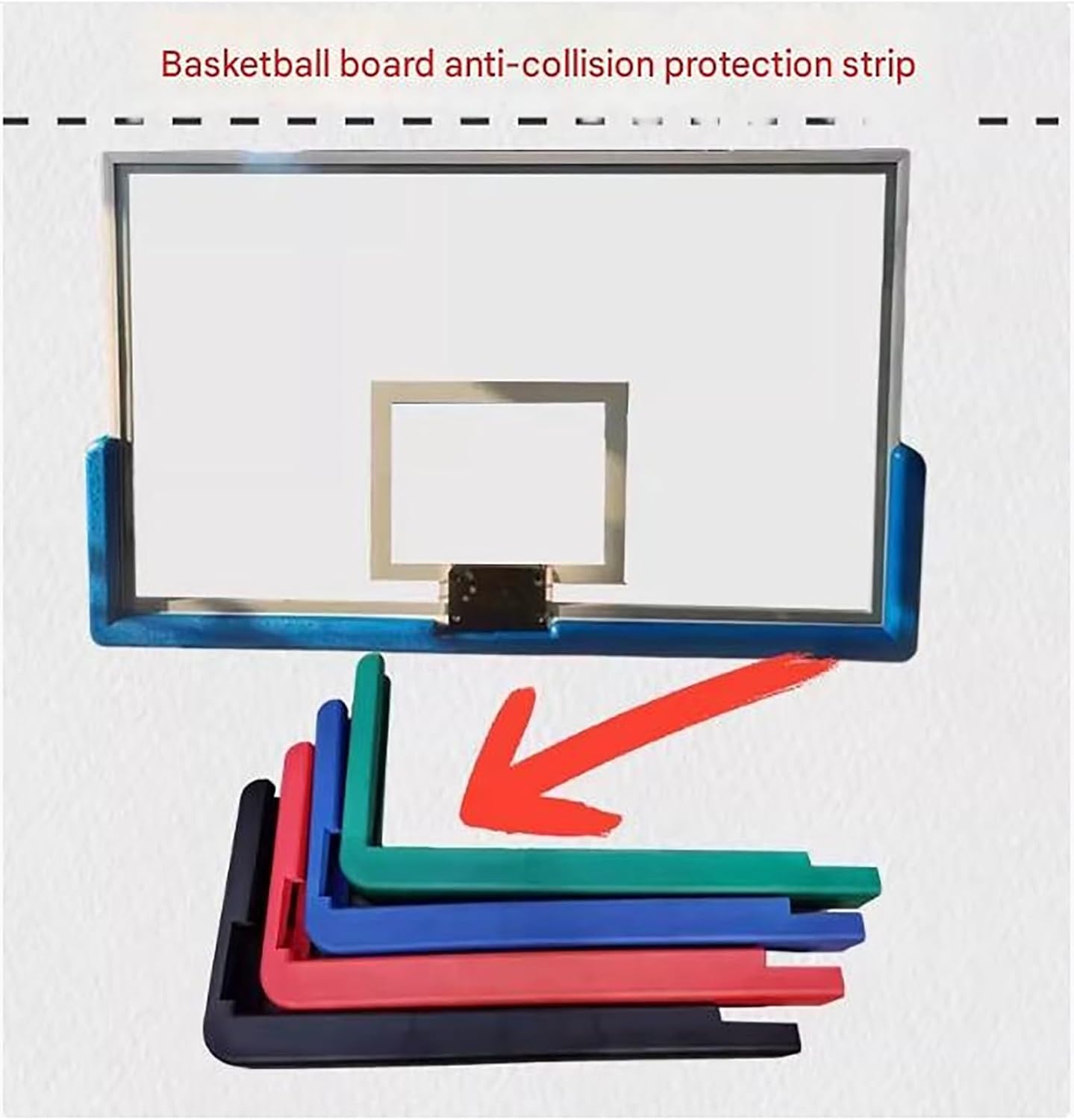 Basketball Backboard Bumper Guard Set, Durable Rubber Basketball Board Protector with Self-Adhesive, Compatible with Indoor/Outdoor Hoops