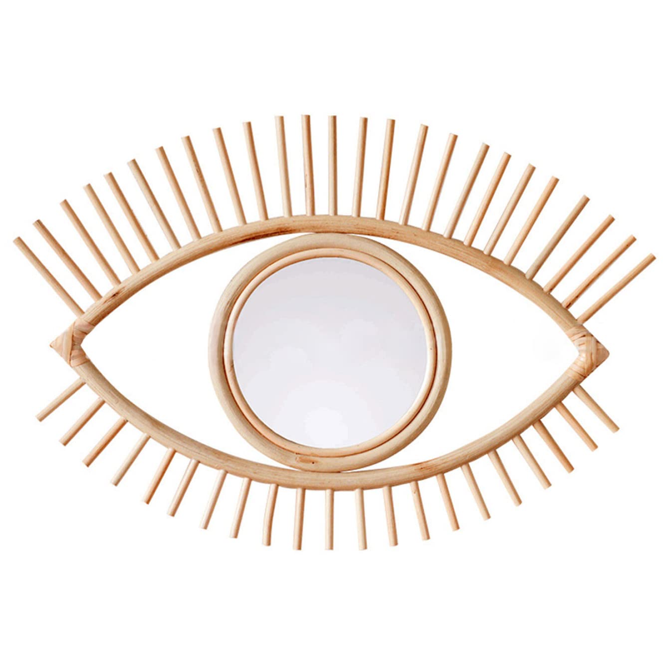 Amazon.co.jp: VeroMan ラタンミラー 鏡 壁掛け ウォールミラー 目型