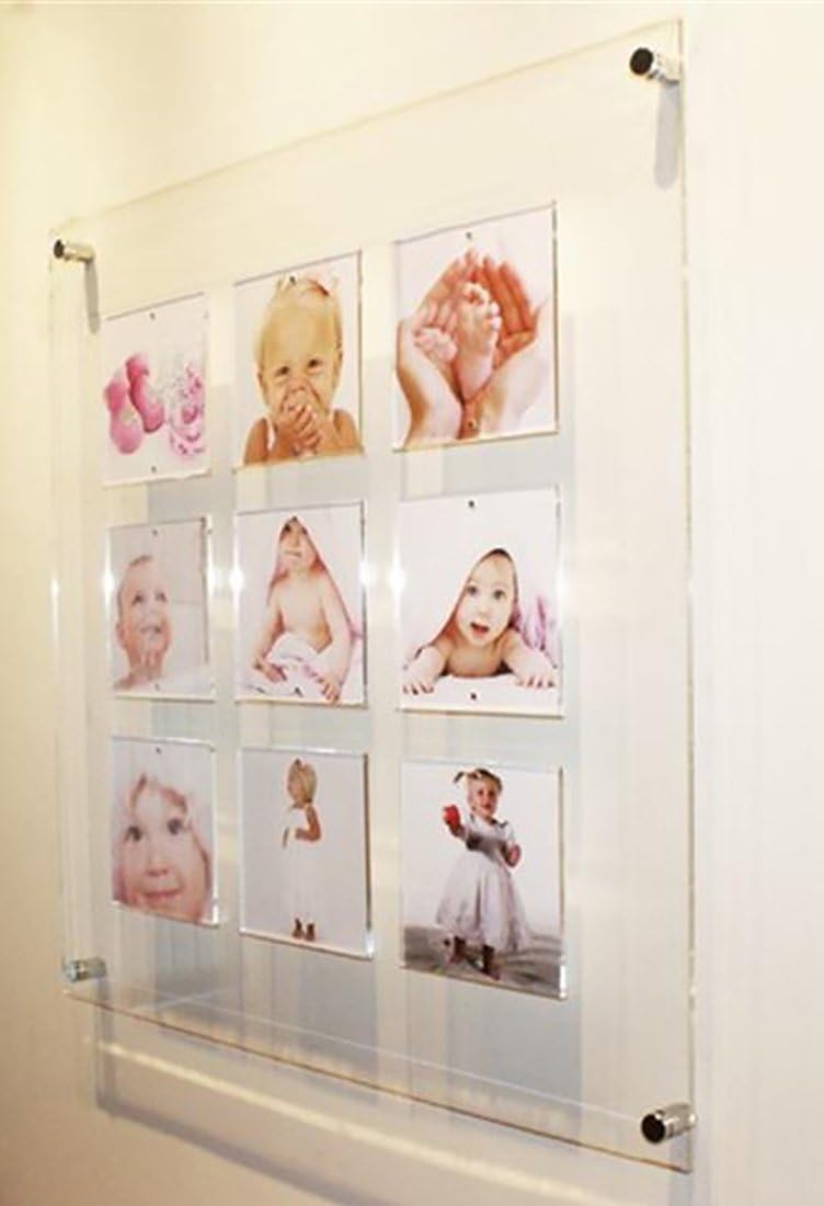 Cheshire acrylics Large multi magnetic square picture photo frame 6 x 6 easy to change your newborn baby wedding christening photos