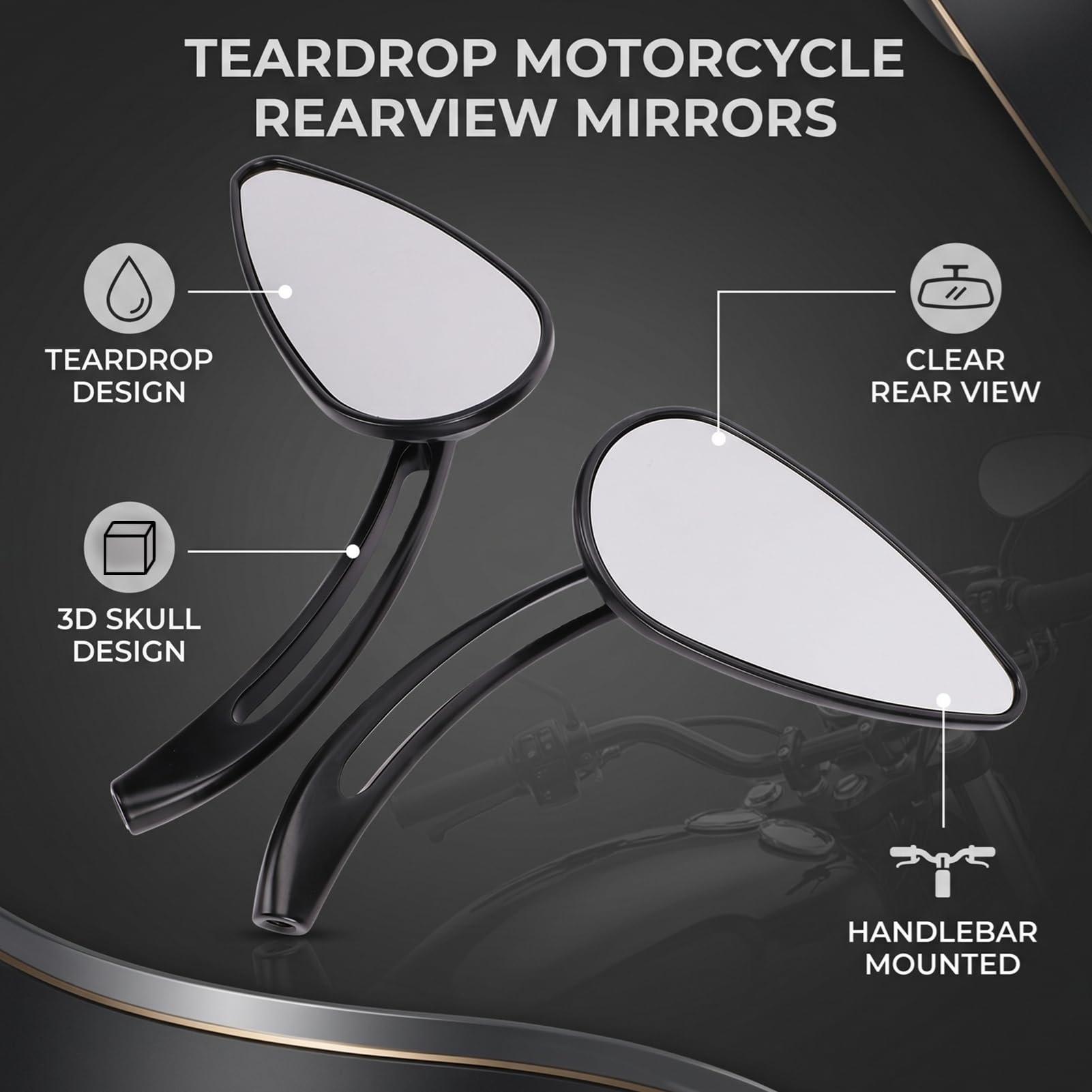 Luocute Lusterka Wsteczne Motocykla Typu Teardrop do Dyna Electra Glide