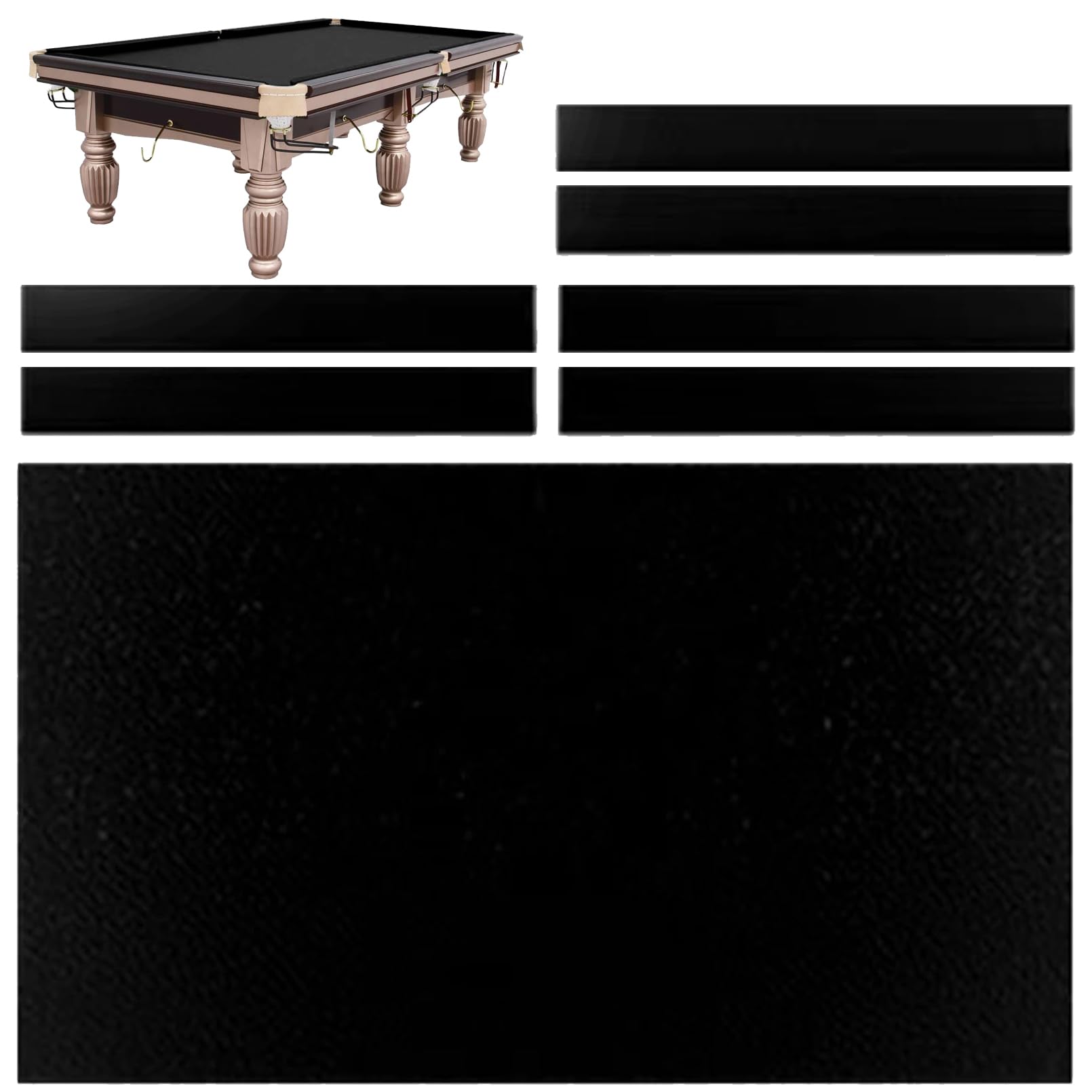 Kit de remplacement en feutre pour nappe de table de billard, 7 pi/8 pi/9 pi/11 pi pour sports d'intérieur, durable, nappe de billard pour une variété de jeux de billard, avec 6 nappes de fond