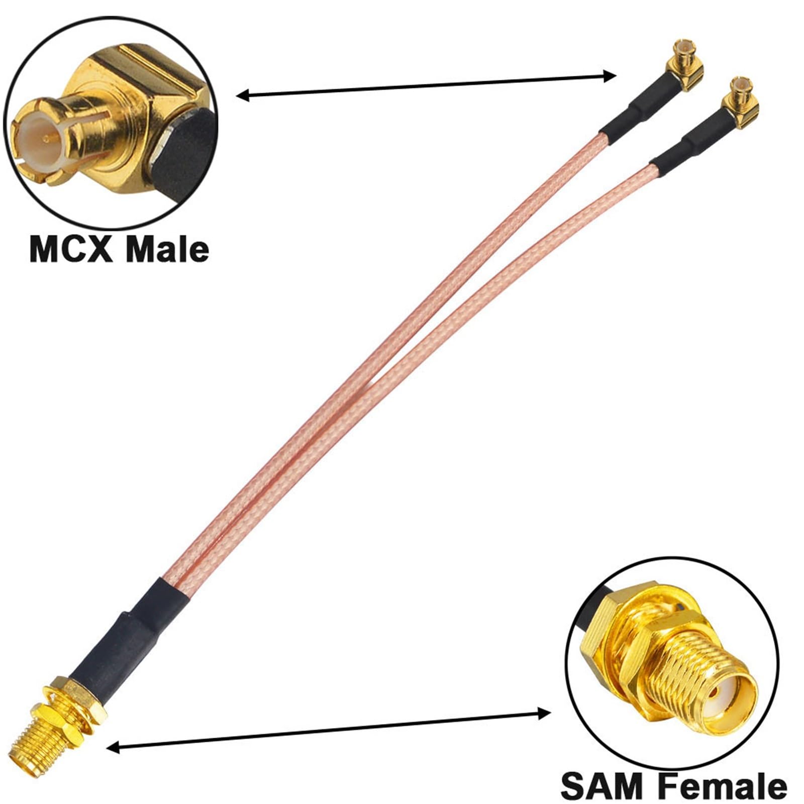 10 pezzi SMA femmina a Y tipo 2 X MCX maschio connettore splitter combinatore cavo pigtail RG 316 5 cm (5 cm)