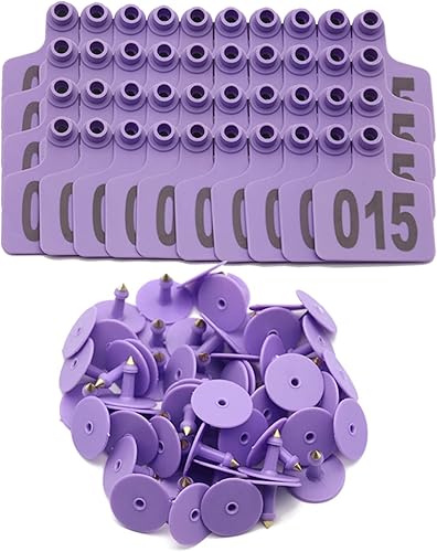 100 etiquetas de oreja de ganado numeradas del 001 al 100, etiqueta de plástico para orejas de animales de ganado para vacas, cabras, ovejas,