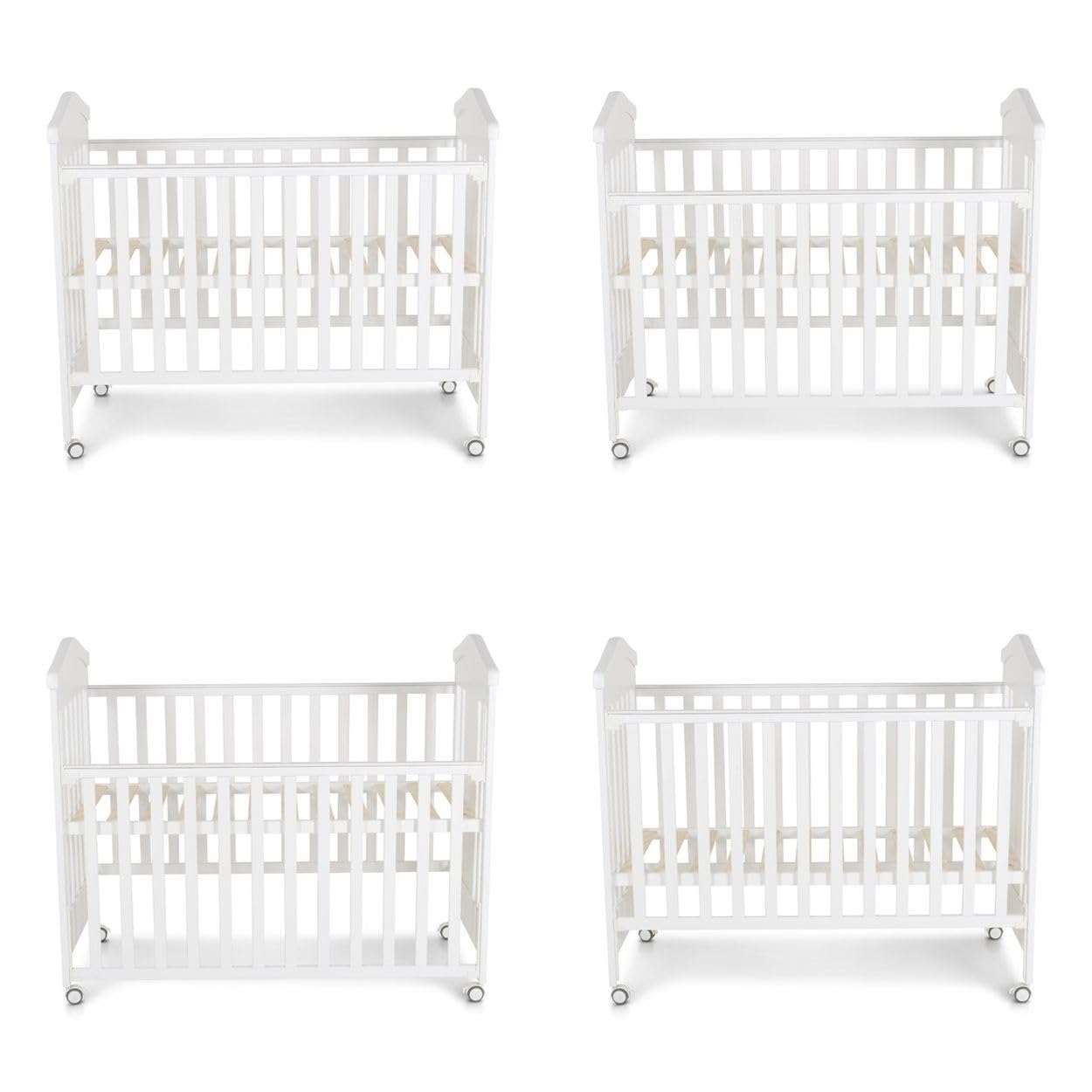 Cangaroo culla Wing, 120 x 60 cm, legno di faggio, ruote, 3 posizioni in altezza, colorazione:bianco