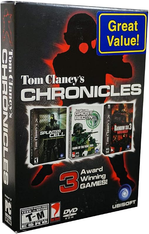 Paquete triple de juegos para PC de Tom Clancy (Splinter Cell + Ghost Recon + Rainbow Six 3 Raven Shield)