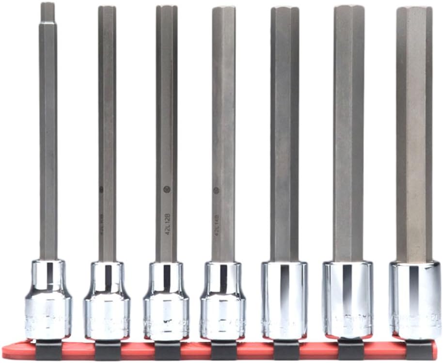 Wright Tool 316 3/8" Drive Hex Bit Socket Set, Long Length (7-Piece)