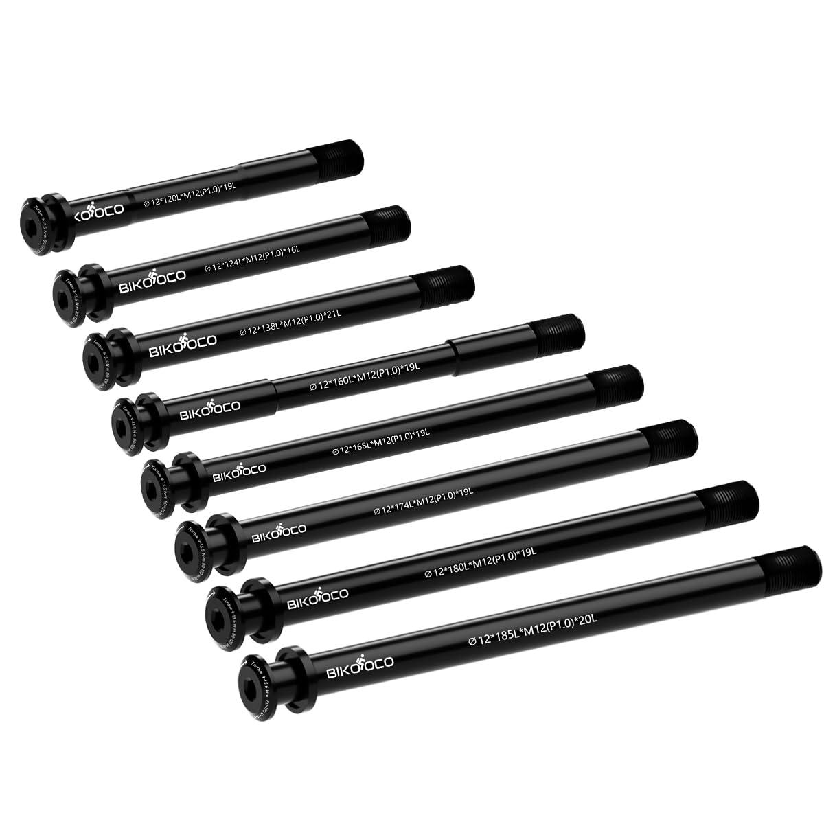 Buje delantero para bicicleta, paso de rosca de 1,0 mm, adaptador de eje pasante, horquillas de impulso de liberación rápida, 12 mm x 120/124/138/160/168/174/180/185 mm