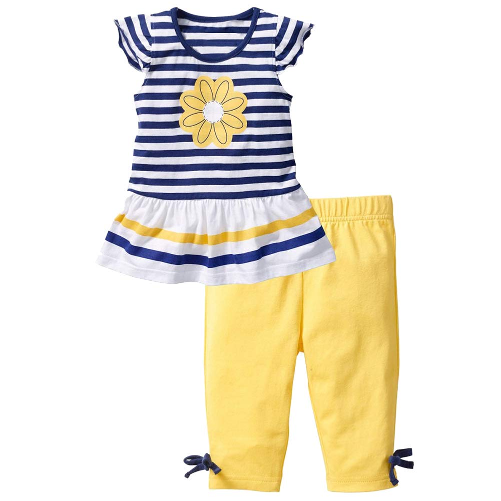 amropi Niña Verano Rayas Camiseta de Manga Corta y Leggings Pantalones 2 Piezas Conjunto de Ropa para 1-8 años