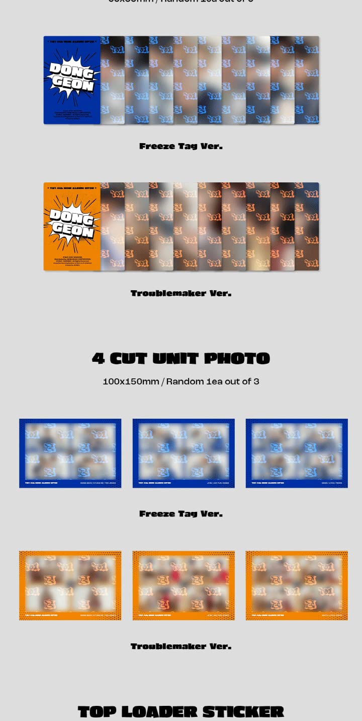 TO1 UP2U 4th MIni Album Contents+CD + Photobook+Sticker+Message Card+Lenticular Card+Selfie+POB + Tracking (zestaw (Freeze Tag + Troublemaker))