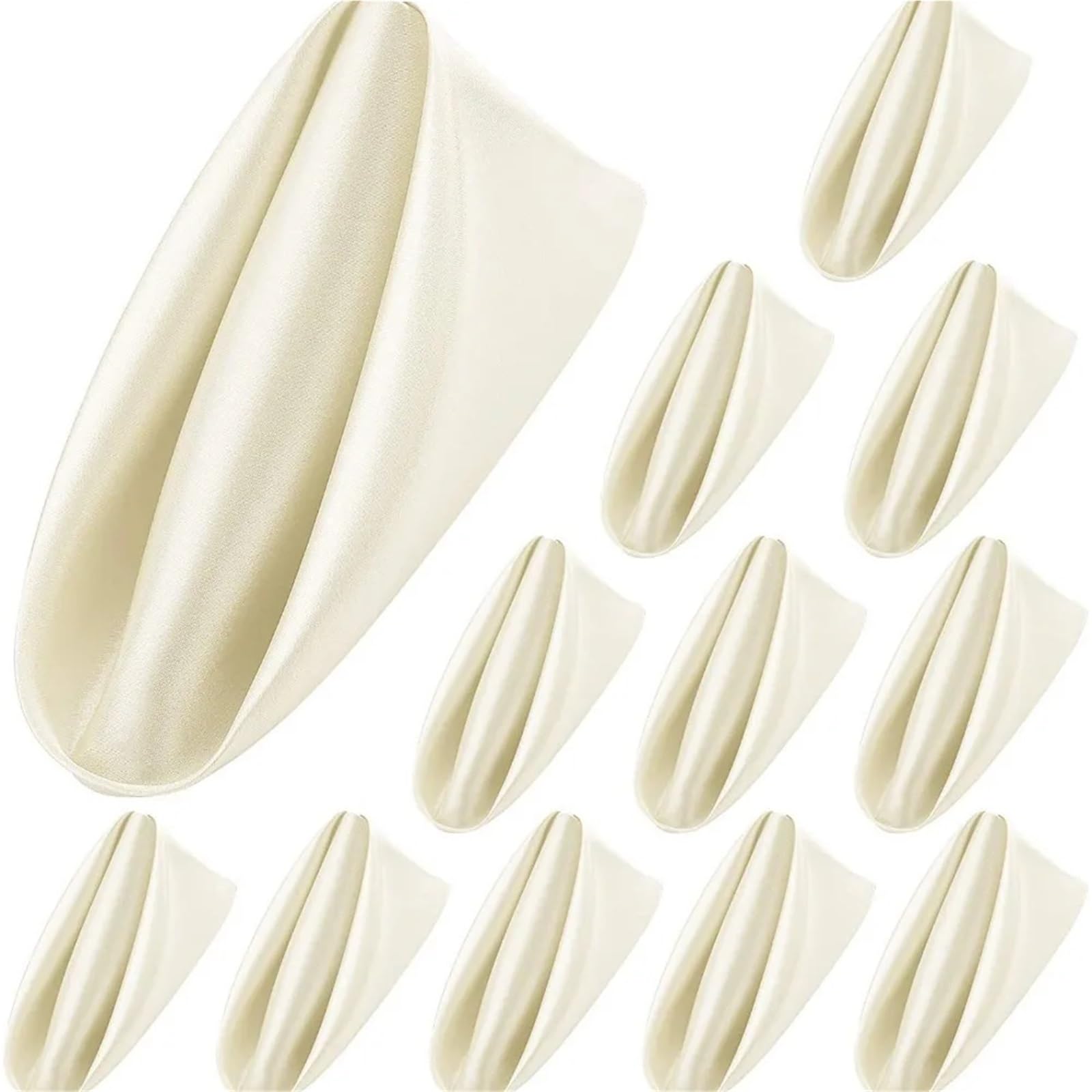Table Napkins 10pcs 30x30cm Wedding Decoration Satin Napkin Soft Reusable Dinner Napkins Washable Table Hotel(Beige)