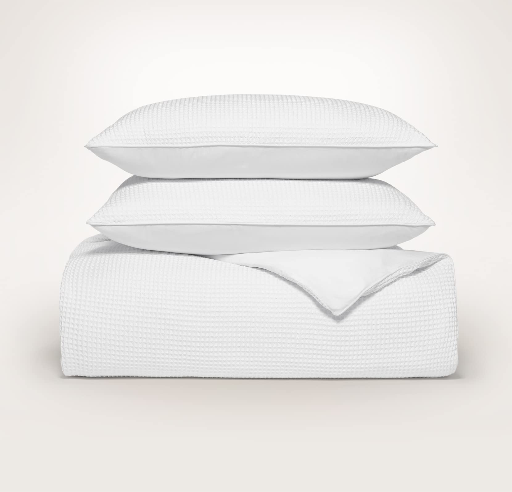 BOLL & BRANCH Waffle Duvet Set - King/Cal King, White - 100% Organic Cotton - 1 Duvet Cover, 2 Shams - Interior Corner Ties + Hidden Zipper Closures