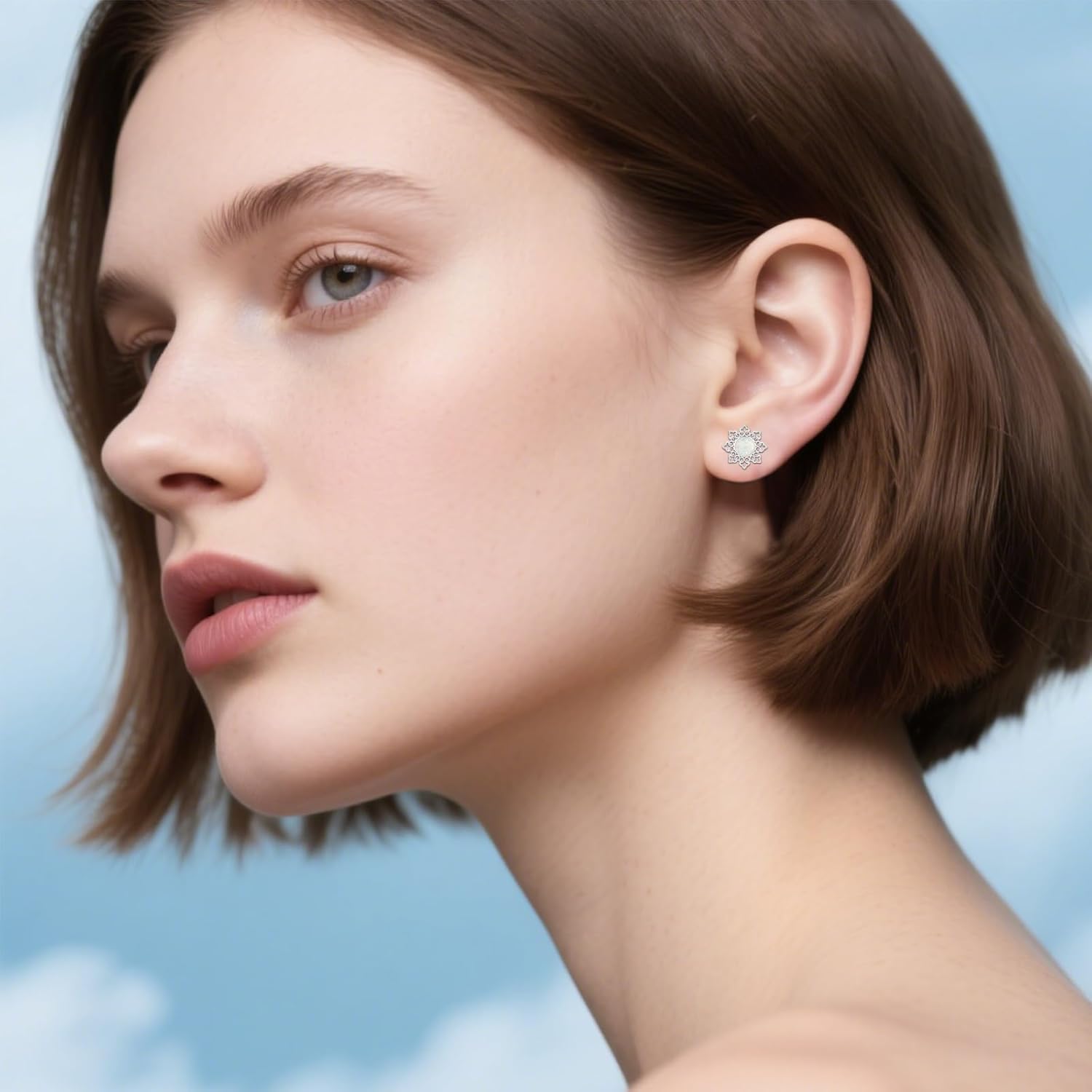 KiiKii Opal Stud Earrings for Women 925 Sterling Silver Celtic Knot White/Blue Opal Earrings Fine Jewelry Gifts for Wife Mom Daughter - Image 5