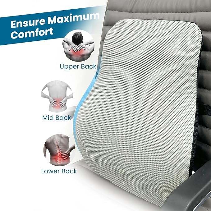 Support lombaire en mousse – Coussin de dos orthopédique | Dossier pour chaise de voiture et de bureau | Soulagement des douleurs dorsales alignement de la colonne vertébrale assis (mousse à mémoire