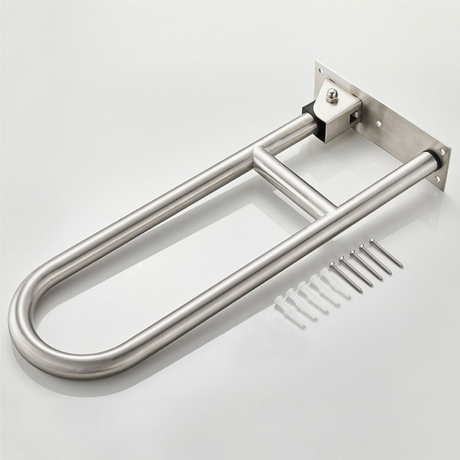 Barra Baño Blanco, Barra de Apoyo para Inodoro Acero Inoxidable Asidero de Seguridad Abatible 60cm Asa Antideslizante Manija de la Ducha Barras Sujeción 60cm/23.6in