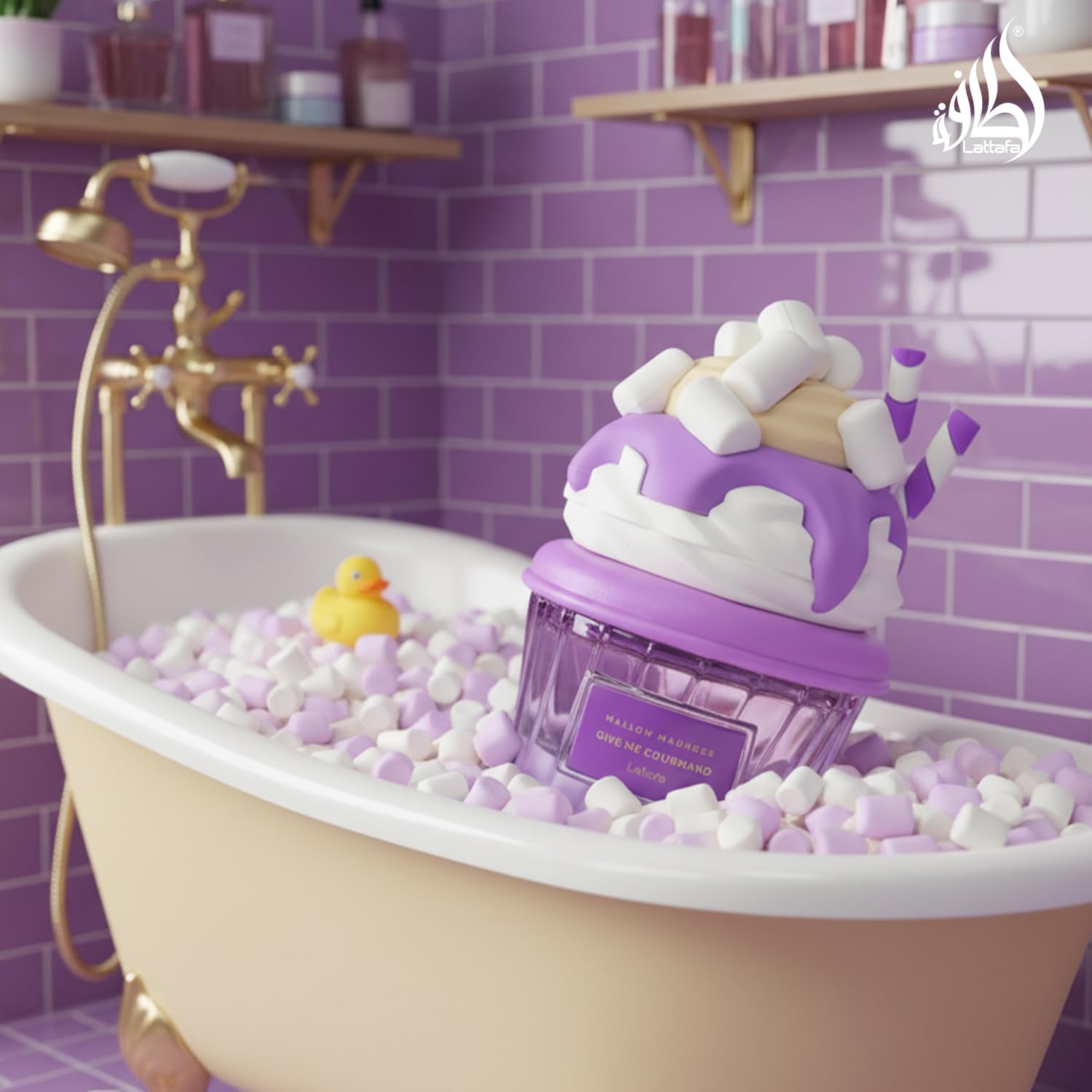 Lattafa Mallow Madness Eau de Parfum Give Me Gourmand Collection, Sweet Gourmand Fragrance, Marshmallow & Vanilla, Spray Form, 75ml, Long-lasting