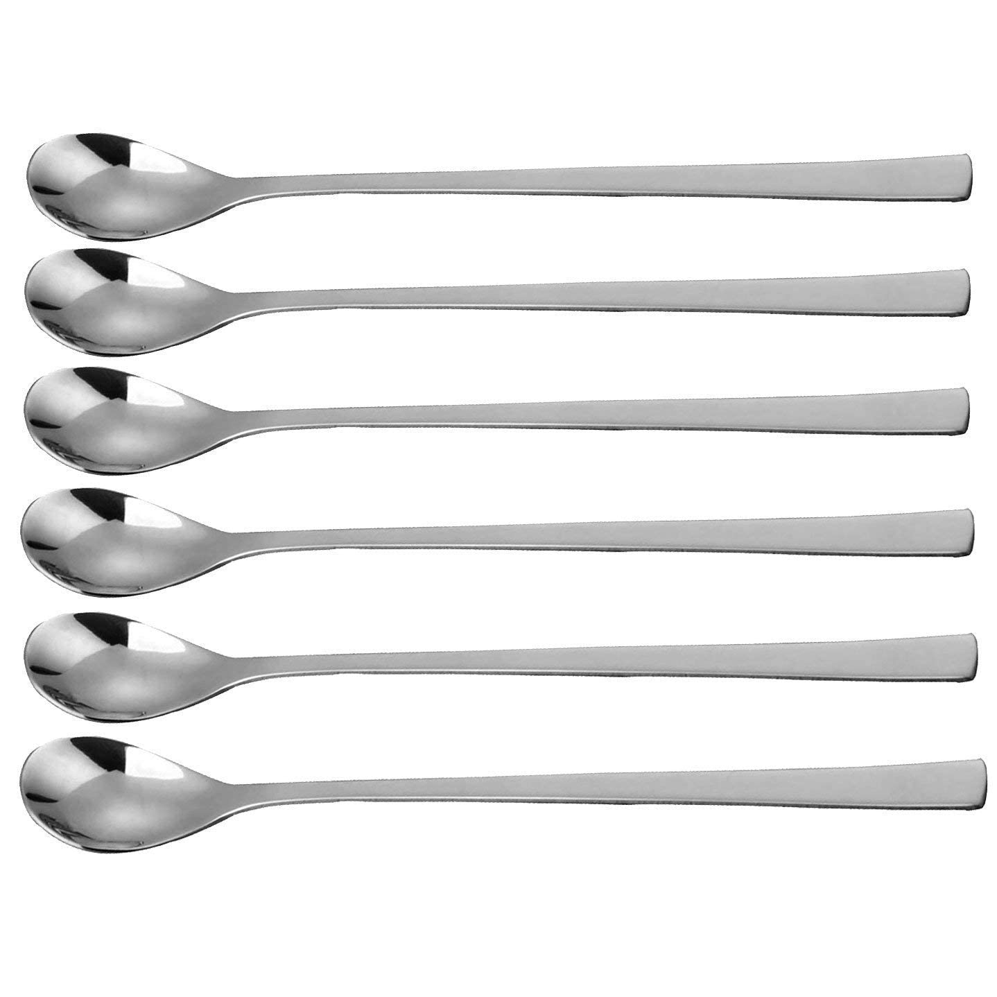 Gledam Long Bar Stainless Steel Spoon Stirrer, Extra Handle with Smooth Finish,20.5cm, Mixing Spoon/Milkshake Spoon, Mixing Ice Tea Coffee Cream for Tall Glasses, Cocktail :2 Pcs 2