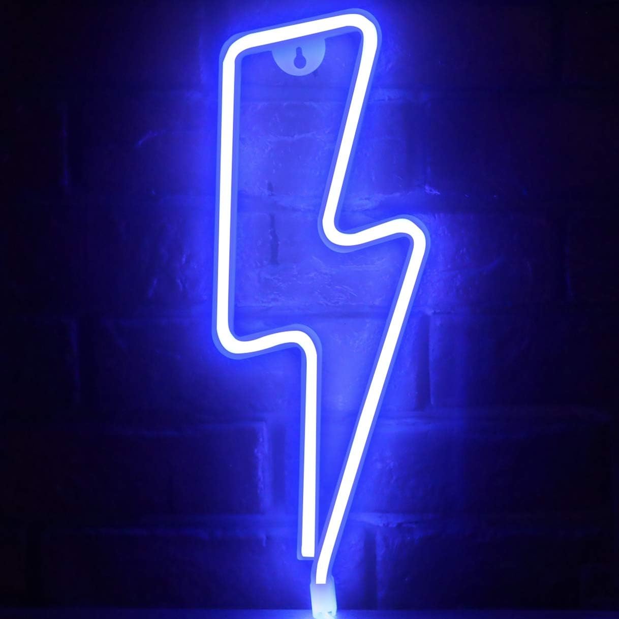 FUNPENY LED Neon Decorative Light, Neon Sign Shaped Decor Light, Lightning Shape Indoor Decor for Christmas Decoration Living Room, Birthday Party, Wedding Party (Blue)