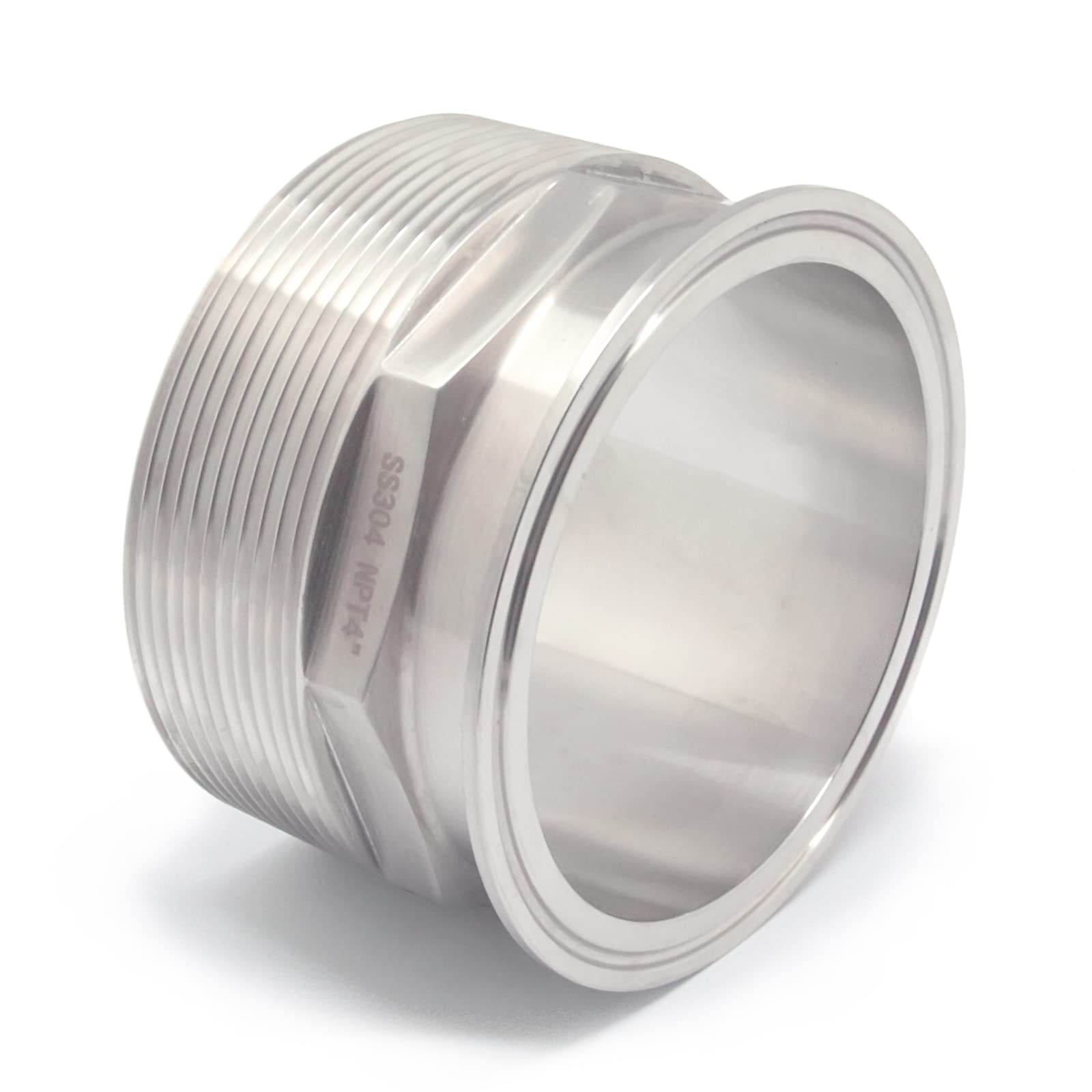 QiiMii Adaptador de abrazadera tri de 4 pulgadas a 4 pulgadas MNPT rosca virola hexagonal sanitaria