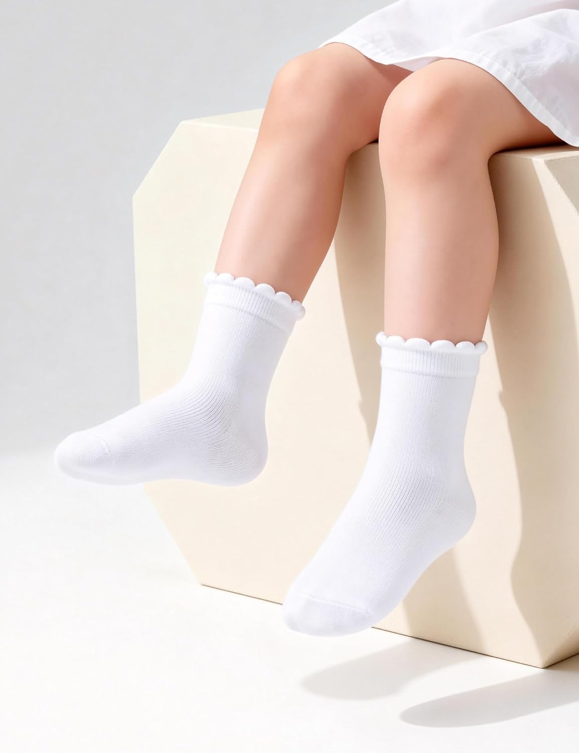 Witwot 6 Pairs Girls White Socks Soft Cotton Ruffle Sock School Uniform Dress Socks Size 6 Months-12 Years
