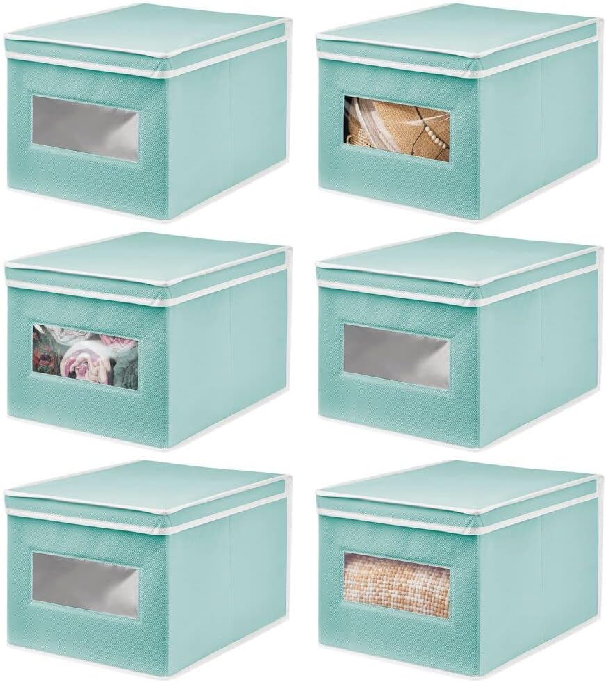 mDesign Storage Box Practical Wardrobe Organiser with Lid for Bedroom