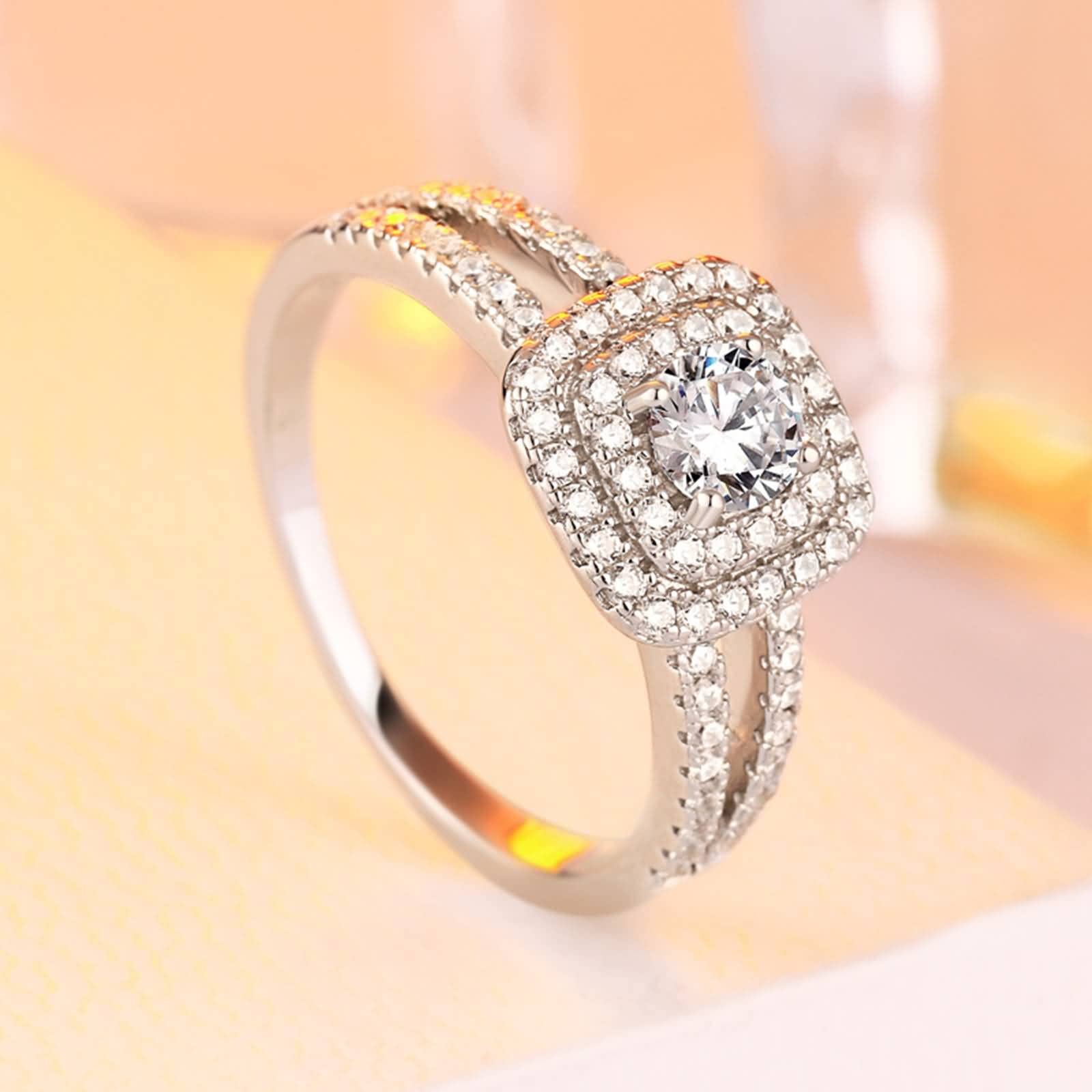 Ehering Damen Silber, Modeschmuck Ringe mit Zirkonia Freund Geschenk Vorhanden Größe 49 (15.6)-62 (19.7)