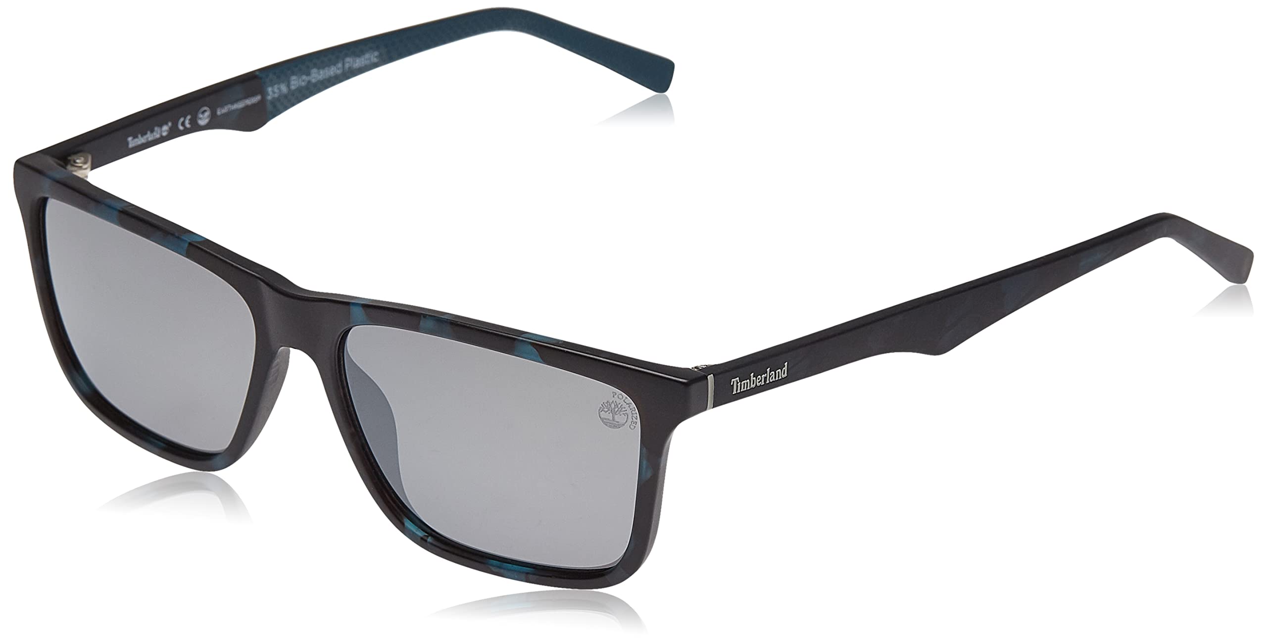 TimberlandUV Protected & Polarized Brown Rectangular Full rim Sunglasses for Men - TB9174 56 55D