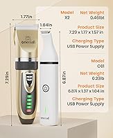 Vista 7 de oneisall Kit de cortapelos para perros y recortadora de patas 2 en 1, de bajo ruido, inalámbrico, para el aseo de mascotas, recortadoras de pelo