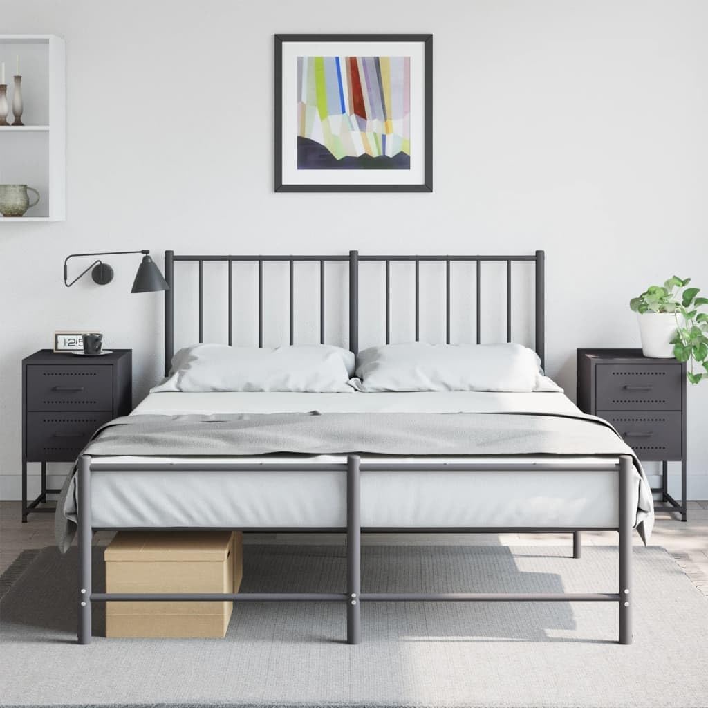 vidaXL Bedside Cabinets 2 Pcs, Side Cabinet with Storage, End Table, Living Room Bedroom Furniture, Nightstand, Industrial Style, Black Steel