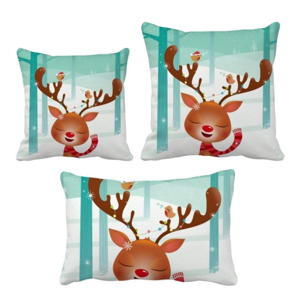 Housse de coussin de Noël avec motif cerf pour décoration de canapé de fête