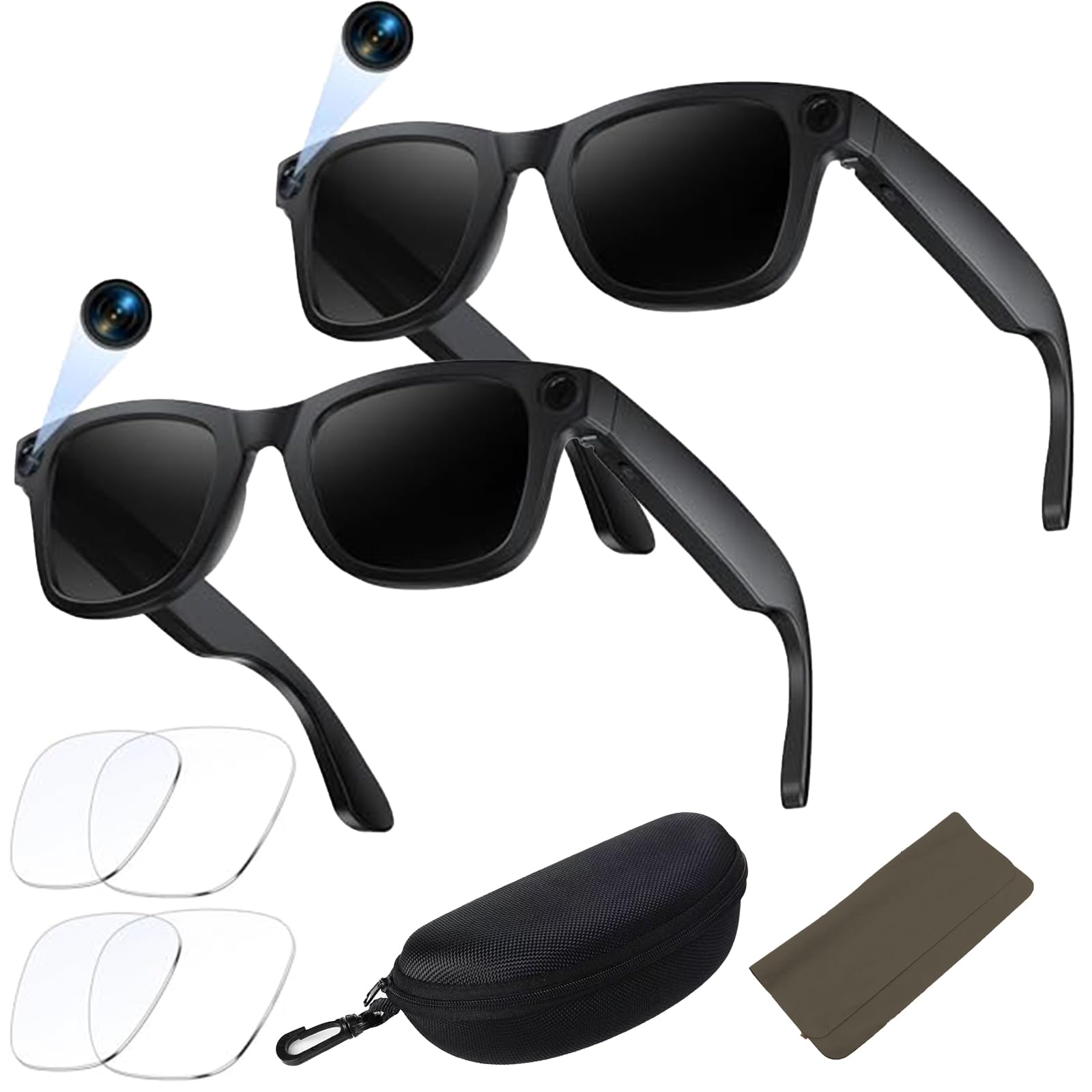 AI Smart Glasses 8MP Camera Glasses with Music Call Features Bluetooth Audio Glasses Hands-Free Photo Video Audio Recording