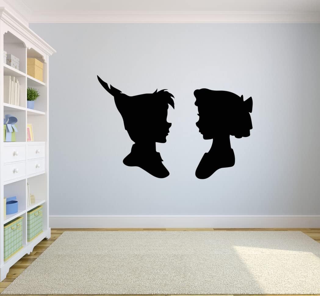 Peter And Wendy Darling Cute Silhouette Peter Movie Character Vinyl Wall Art Sticker Wall Decal Decoration For Home Room Wall Boys Girls Room Playroom Wall Décor Décor Design Size (24x40 inch)
