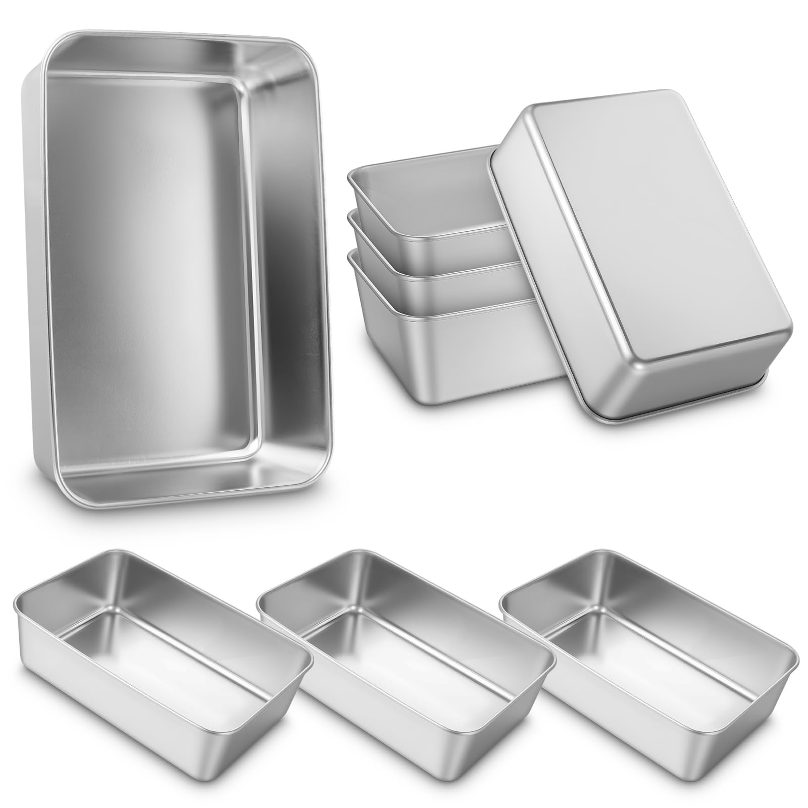 8 Pack Loaf Pan Set, 9x5 Inch Bread Loaf Pans for Baking Bread Stainless Steel Meatloaf Toast Baking Pans for Homemade Brownies Pound Cake, Oven & Dishwasher Safe