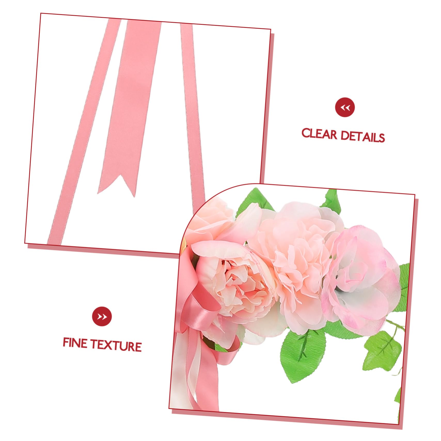 Garneck Hochzeitsauto Dekorationsset mit Seidenblumen Rosa Schleifen und Motorhaubenband für Brautparty Elegante Autodekoration