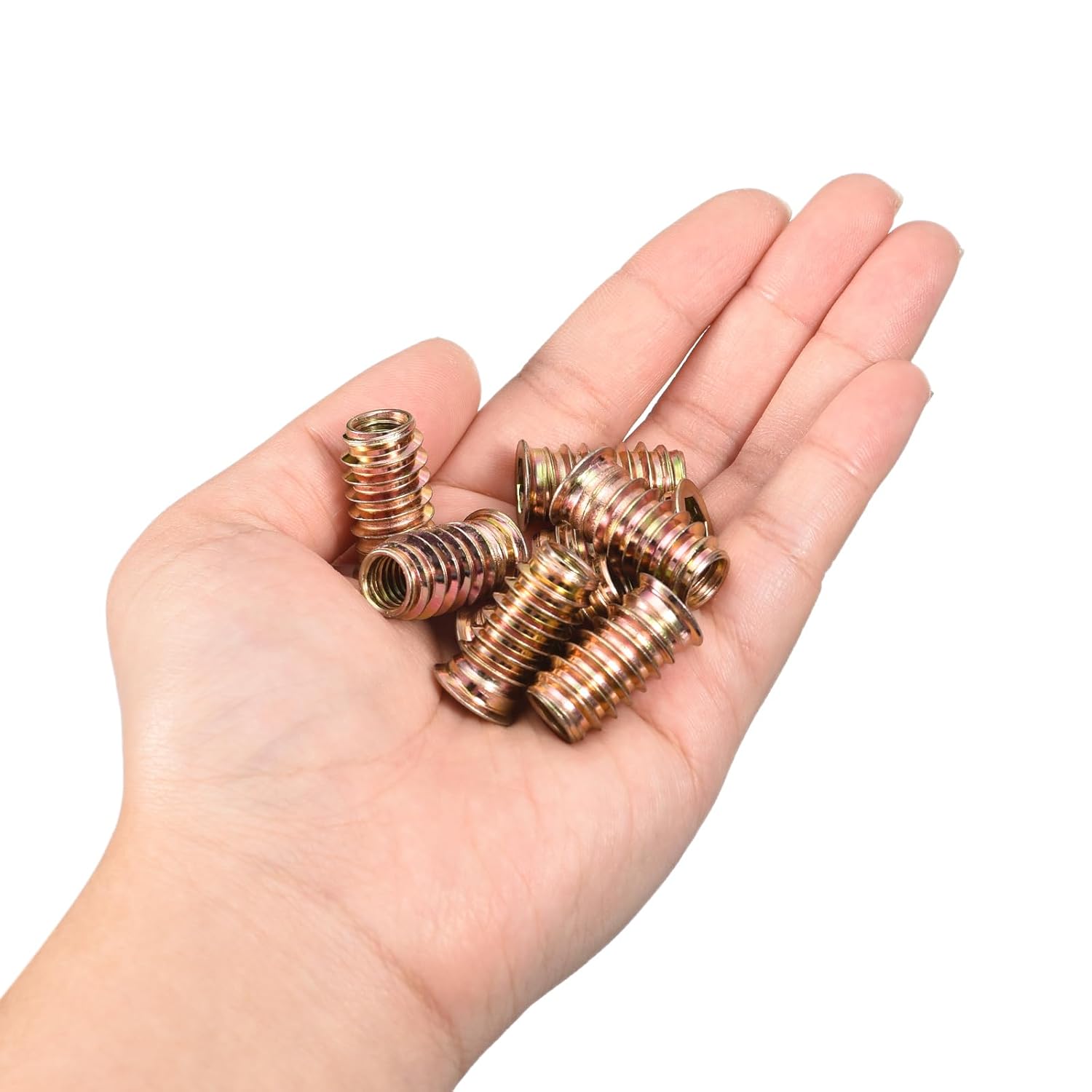 uxcell 5/16-18 x 25mm Threaded Inserts Nuts, 100pcs Threaded Inserts for Wood Furniture, Interface Hex Socket Drive Wood Insert Nuts with Hex Wrench