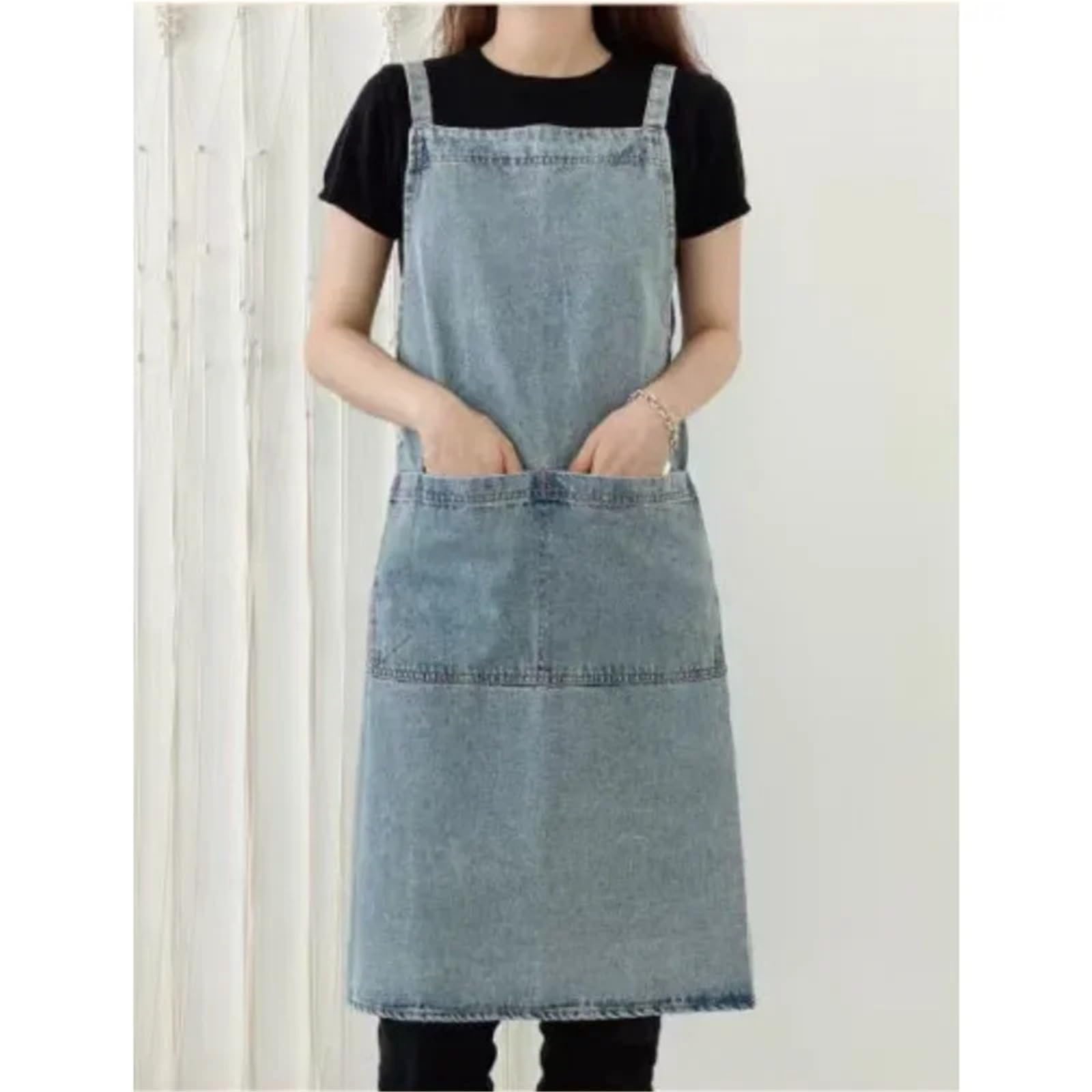 2 uds elegante delantal vaquero Unisex con bolsillos for hombres y mujeres cocina jardinería pintura Chef Para Hogar