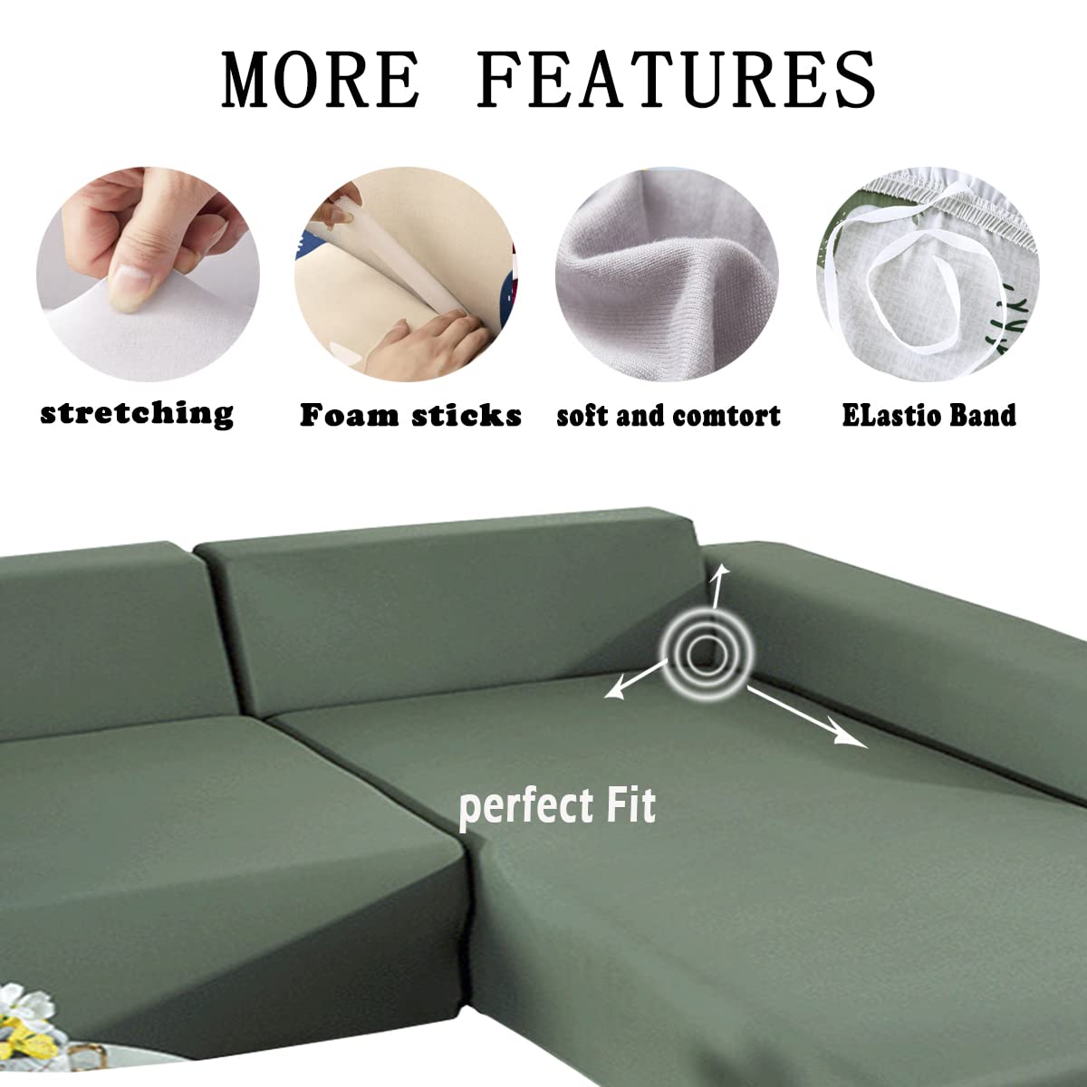 Copridivano componibile a forma di L, super elasticizzato, 1 copridivano per 4 posti, per chaise longue sezionale, per animali domestici e bambini (colore caffè)