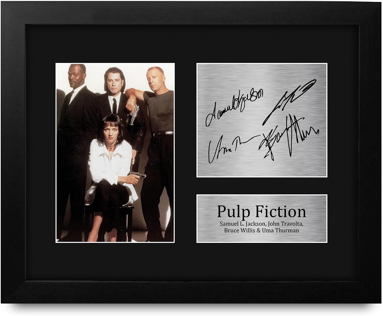 HWC Trading Pulp Fiction Framed Gift Signed Printed Autograph The Cast Photo Display - US Letter Size