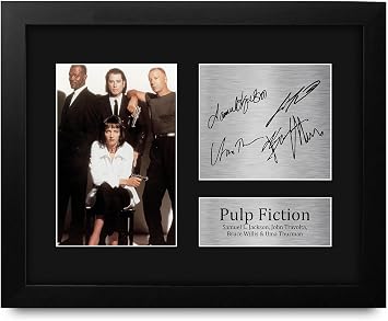 HWC Trading Pulp Fiction Framed Gift Signed Printed Autograph The Cast Photo Display - US Letter Size