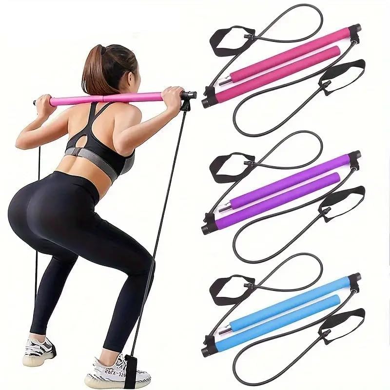 Pilates Bar Kit with Resistance Bands, Portable Yoga Exercise Stick, Home Workout Equipment