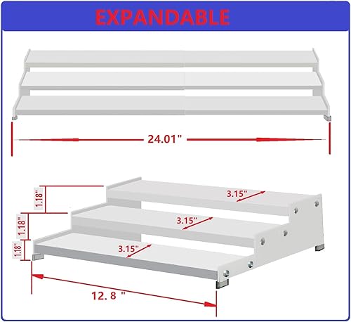 Miniatura 5 de Jojocross Organizador de especias para gabinete, almacenamiento de especias expandible de 3 niveles, ideal para armario de cocina, armario, despensa