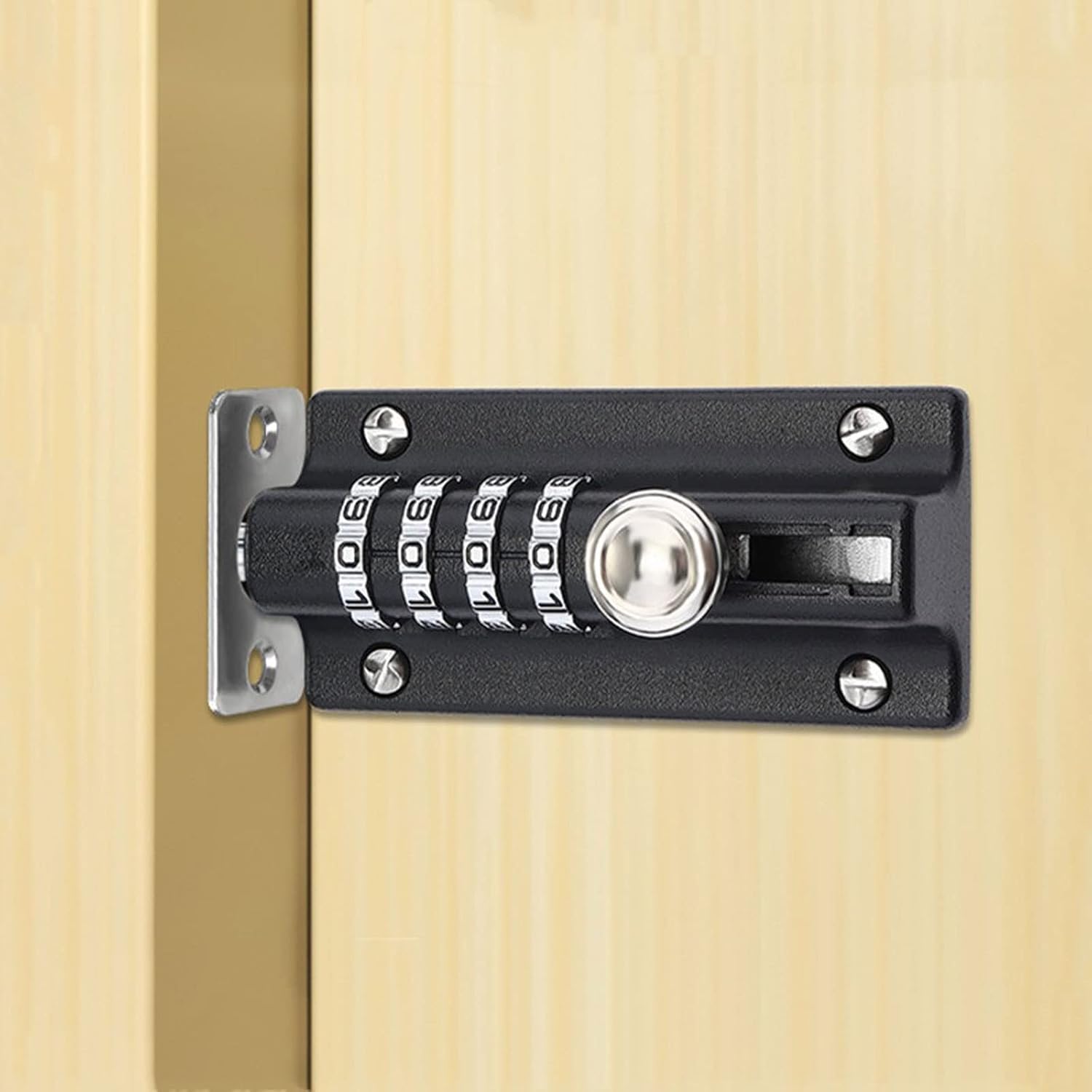 Door Locks and Latches Zinc Alloy Password Lock Black Silver Bolt Security Door Latch Combination Digit Padlock Outdoor Home Wood Gate Hardware(Silver)