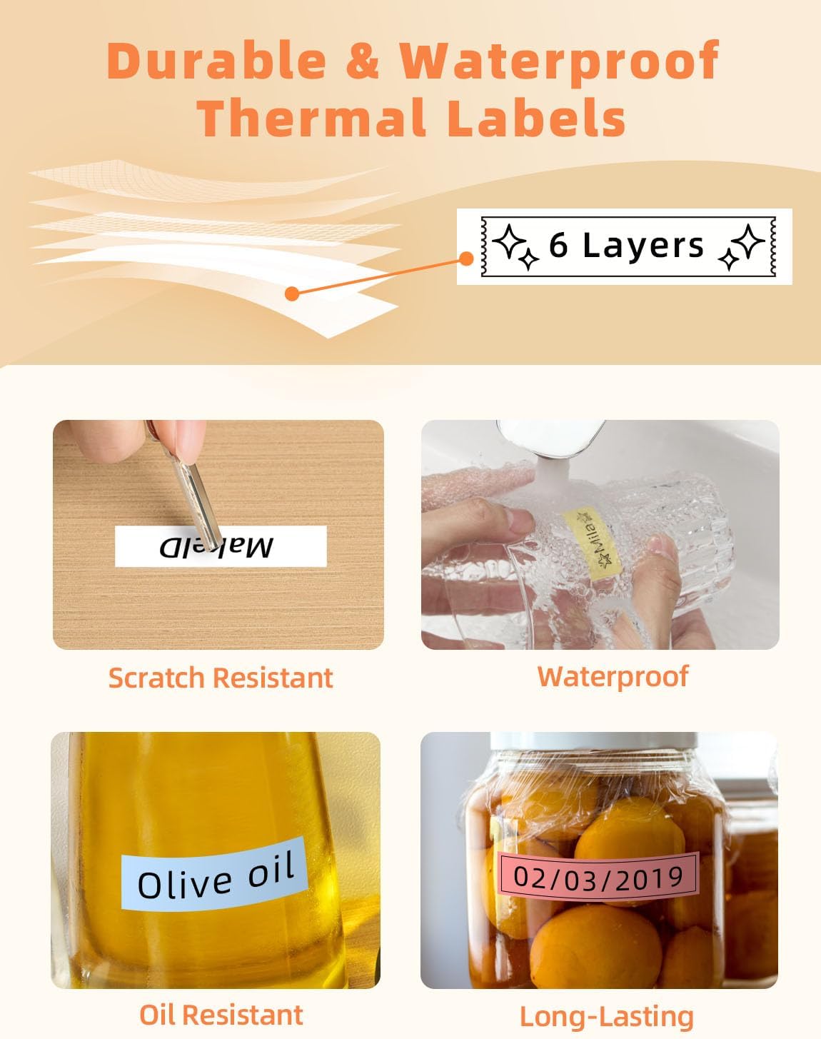 MakeID E1 Q1 Label Maker Tape Refills, 16mm x 4m (0.63" x 13') Continuous Sticker Thermal Laminated Waterproof Self-Adhesive Multipurpose Labeling Tape Replacement - Image 3