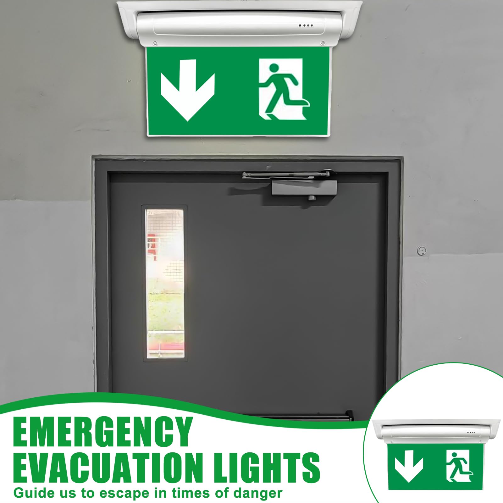 Luce Di Emergenza A LED - Con Batteria 3 Ore, 100 LED, Impermeabile, 4 Pittogrammi Di Uscita - Foto 5