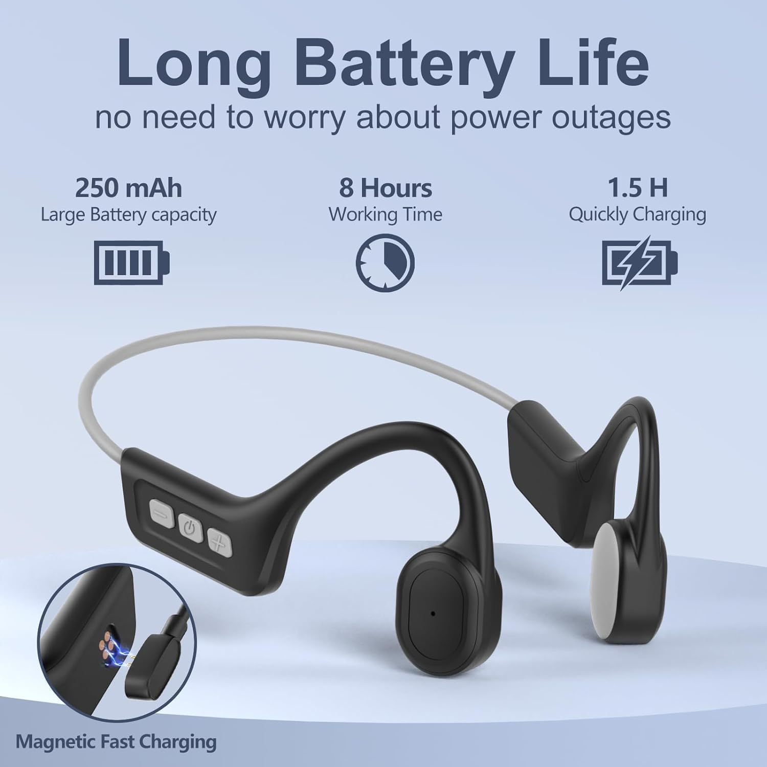 Cuffie a conduzione ossea, auricolari wireless impermeabili IPX7, auricolari aperti Bluetooth 5.3 con microfono, 10 ore di riproduzione per corsa, ciclismo, escursionismo, palestra,