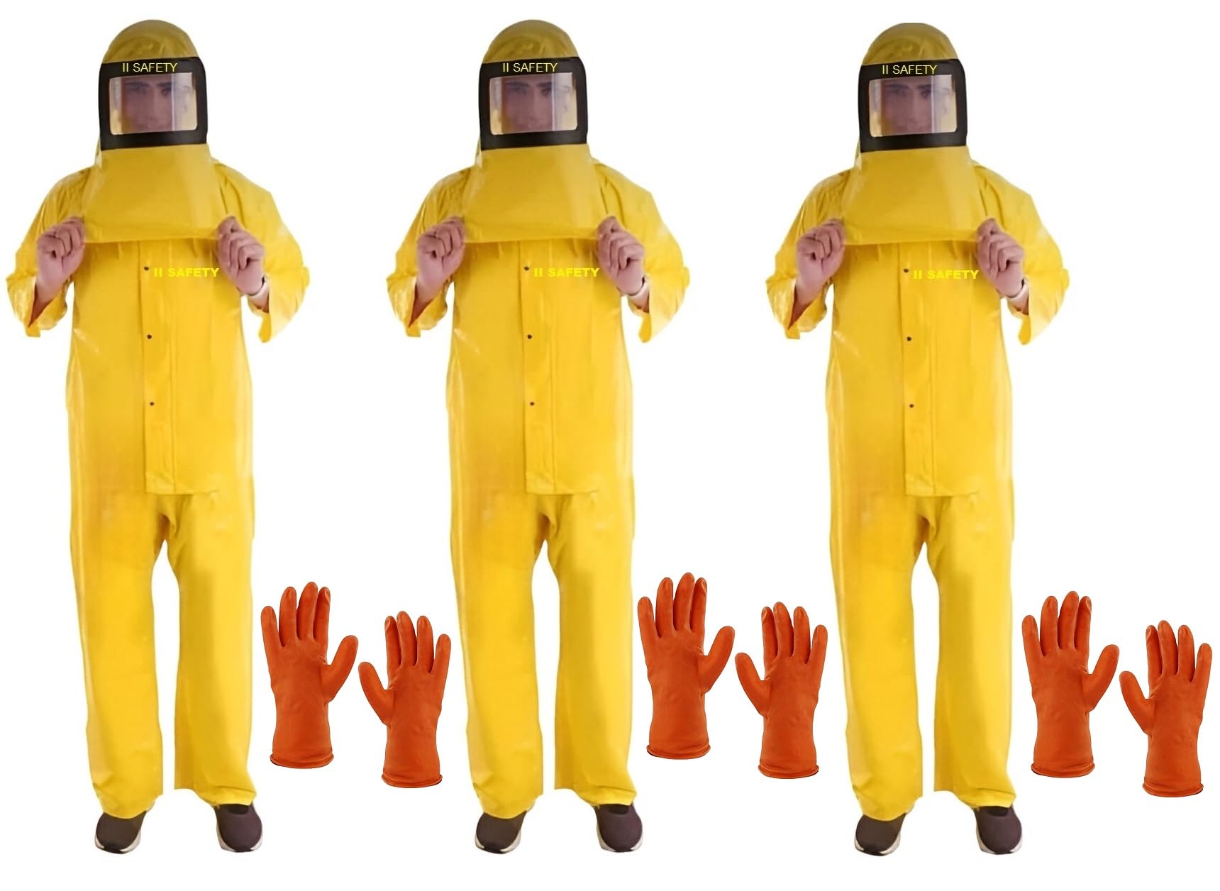 PVC Chemical Suit (Pack of 3) | Yellow Chemical Suit | Chemical Coverall Suit | PVC Suit for Chemical | Chemical Suit PPE | Chemical Splash Suit | Acid Resistant Suit | Chemical Safety Suit